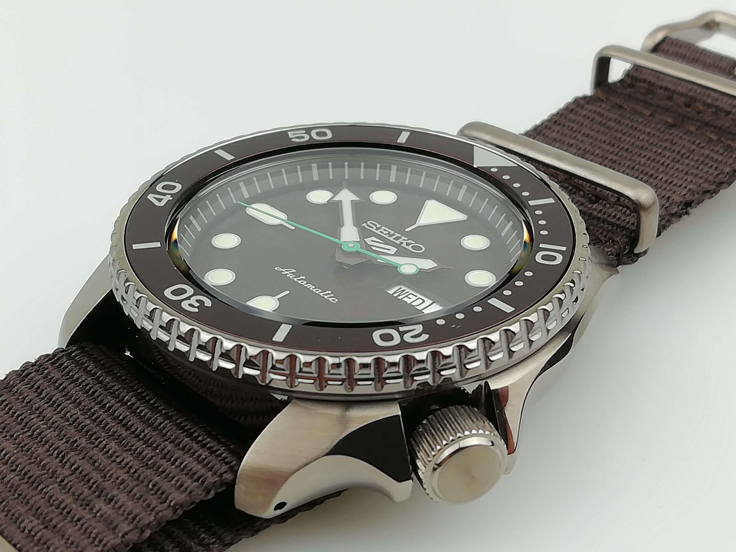 Seiko 5 Sports Stainless Steel Case Brown Canvas Strap Automatic Men's Watch SRPD85K1