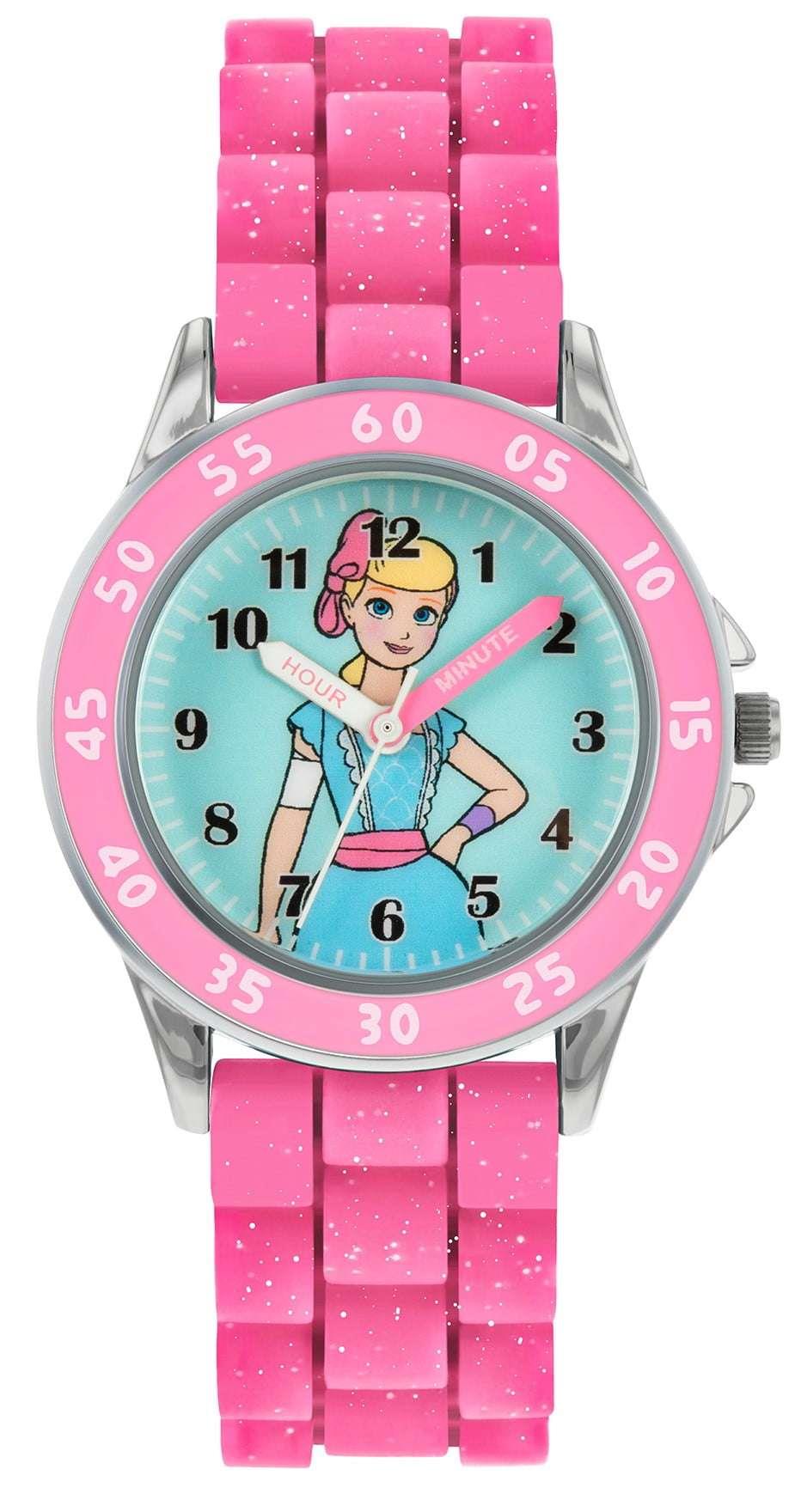 Disney Toy Story Quartz Pink Rubber Strap Time Teacher Blue Dial Girls Watch TYM9001