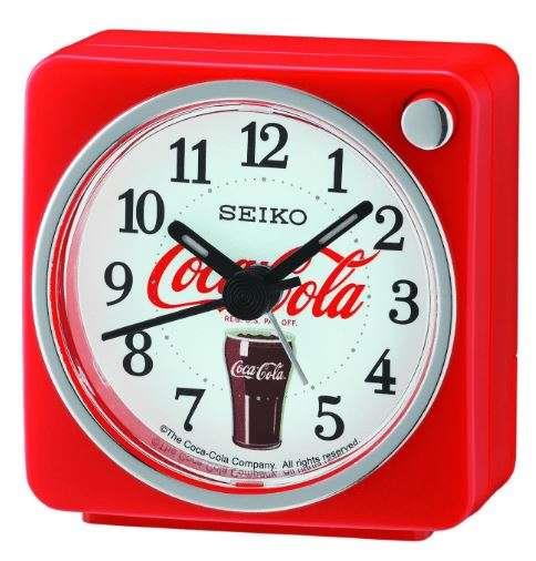 Seiko Quartz Coca Cola White Red Square Bedside Alarm Clock QHE905R