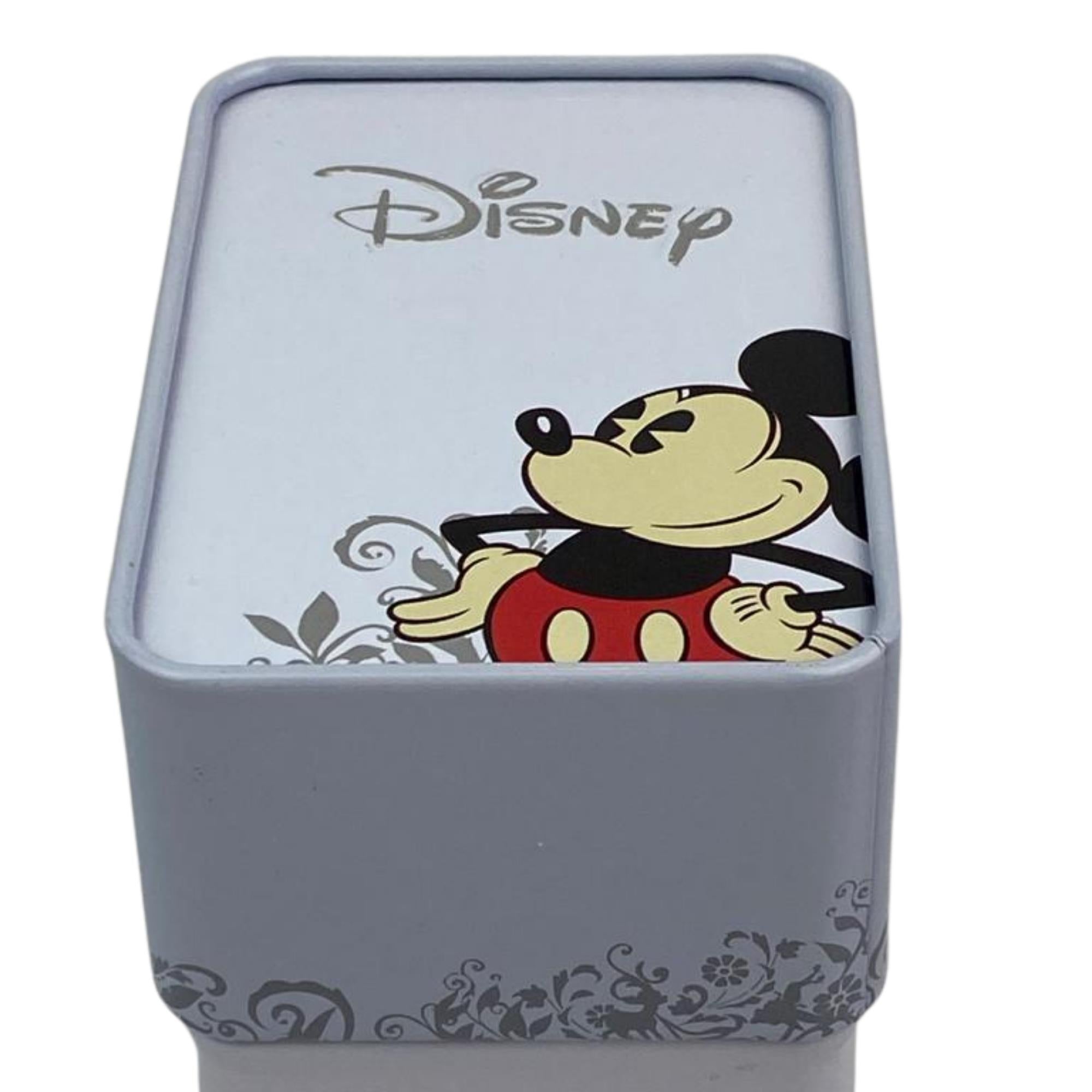 Disney Mickey Mouse Quartz Silver Dial White Leather Strap Kids Watch