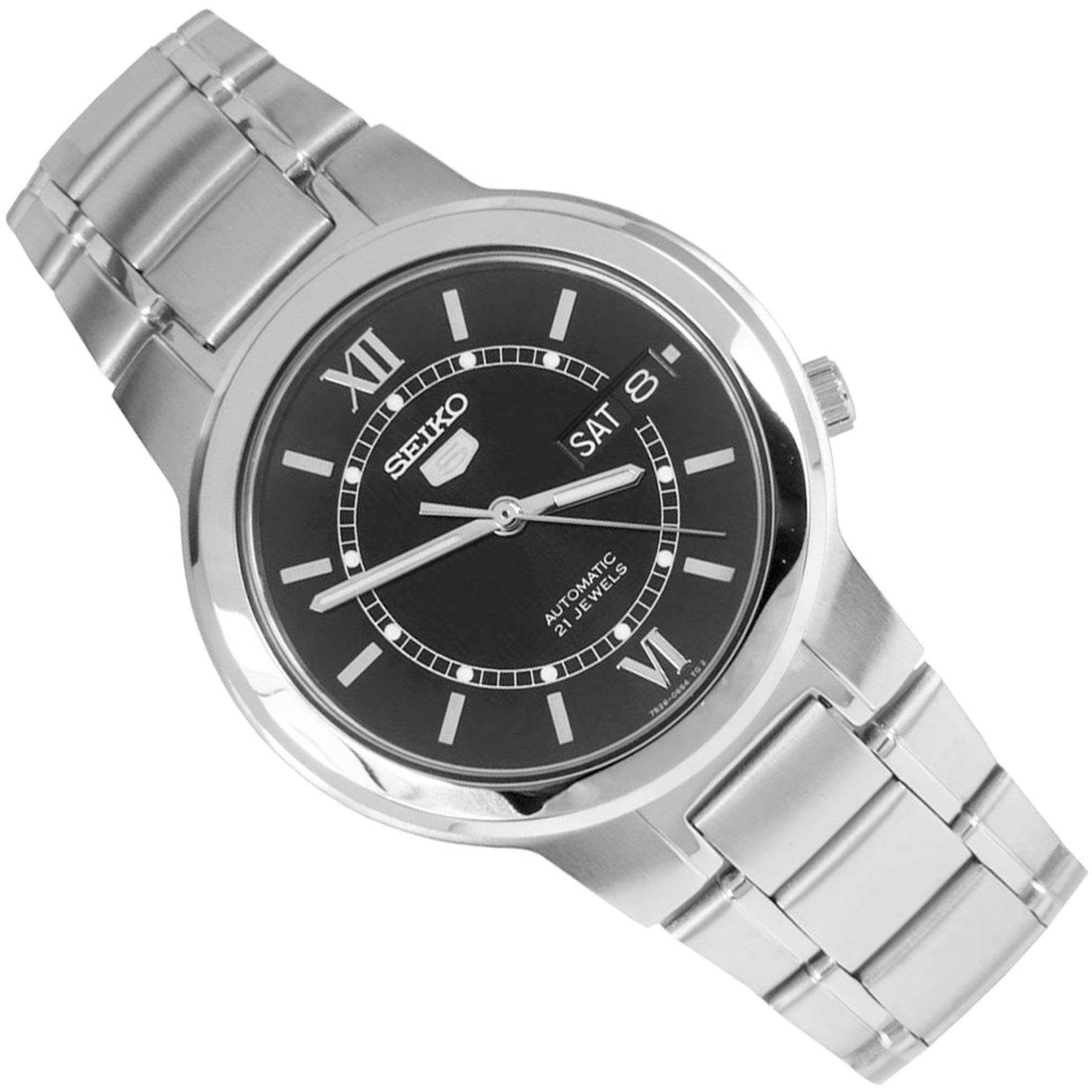 Seiko 5 Automatic Black Dial Stainless Steel Bracelet Men's Watch SNKA23K1