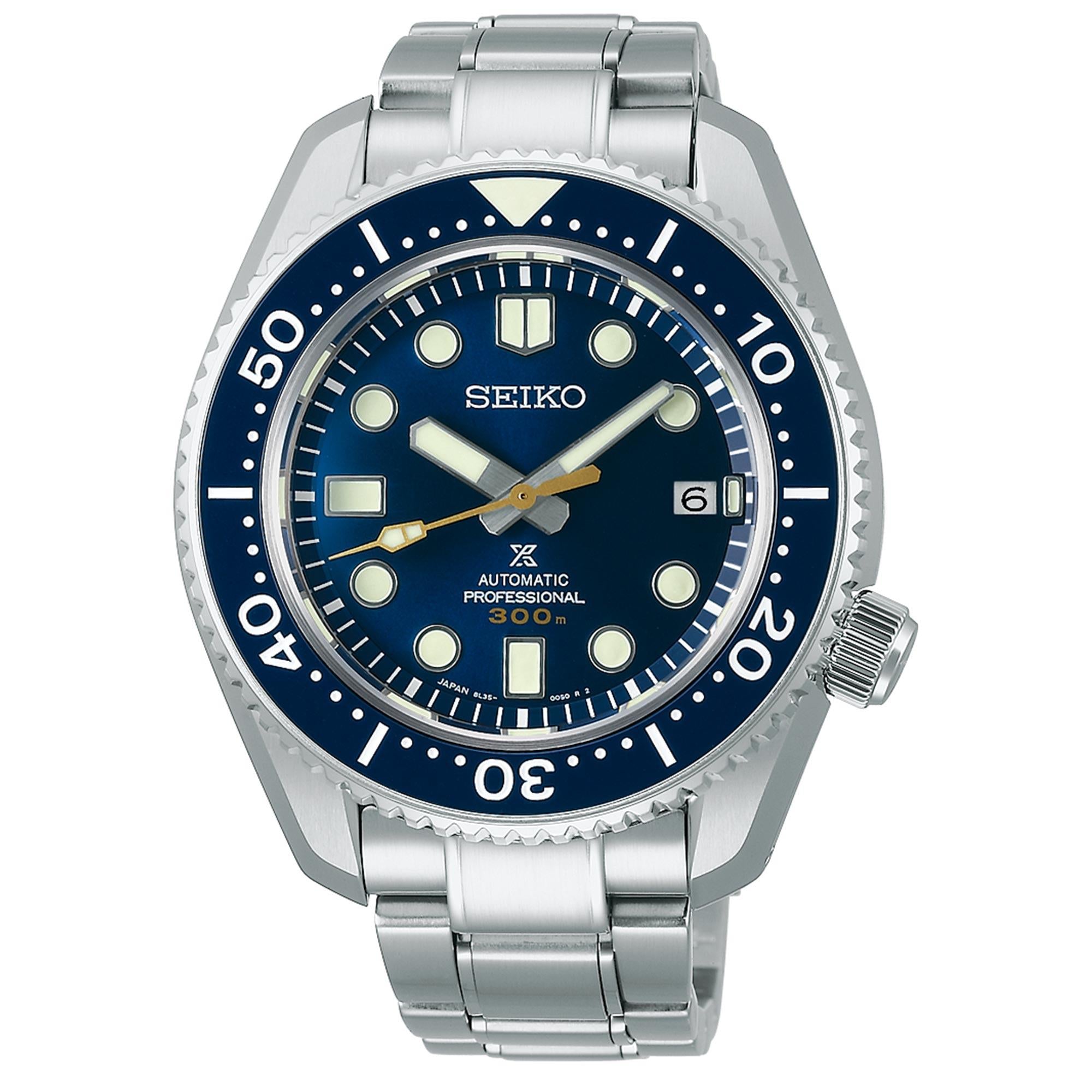 Seiko Prospex MarineMaster 'MM300' Diver's Automatic Blue Ocean Dial Silver Stainless Steel Men's Watch SLA023J1