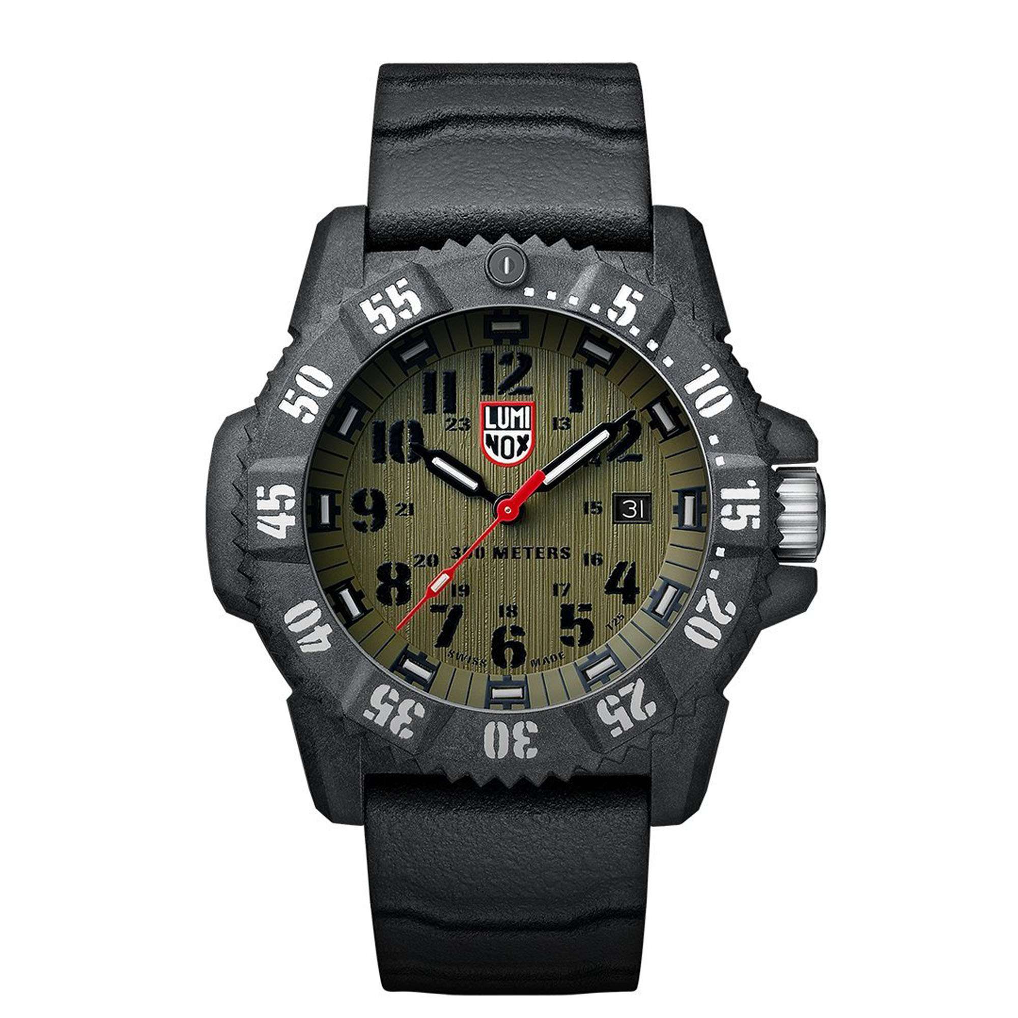 Luminox Master Carbon SEAL Quartz Green Dial Black Rubber Strap Men's Watch XS.3813