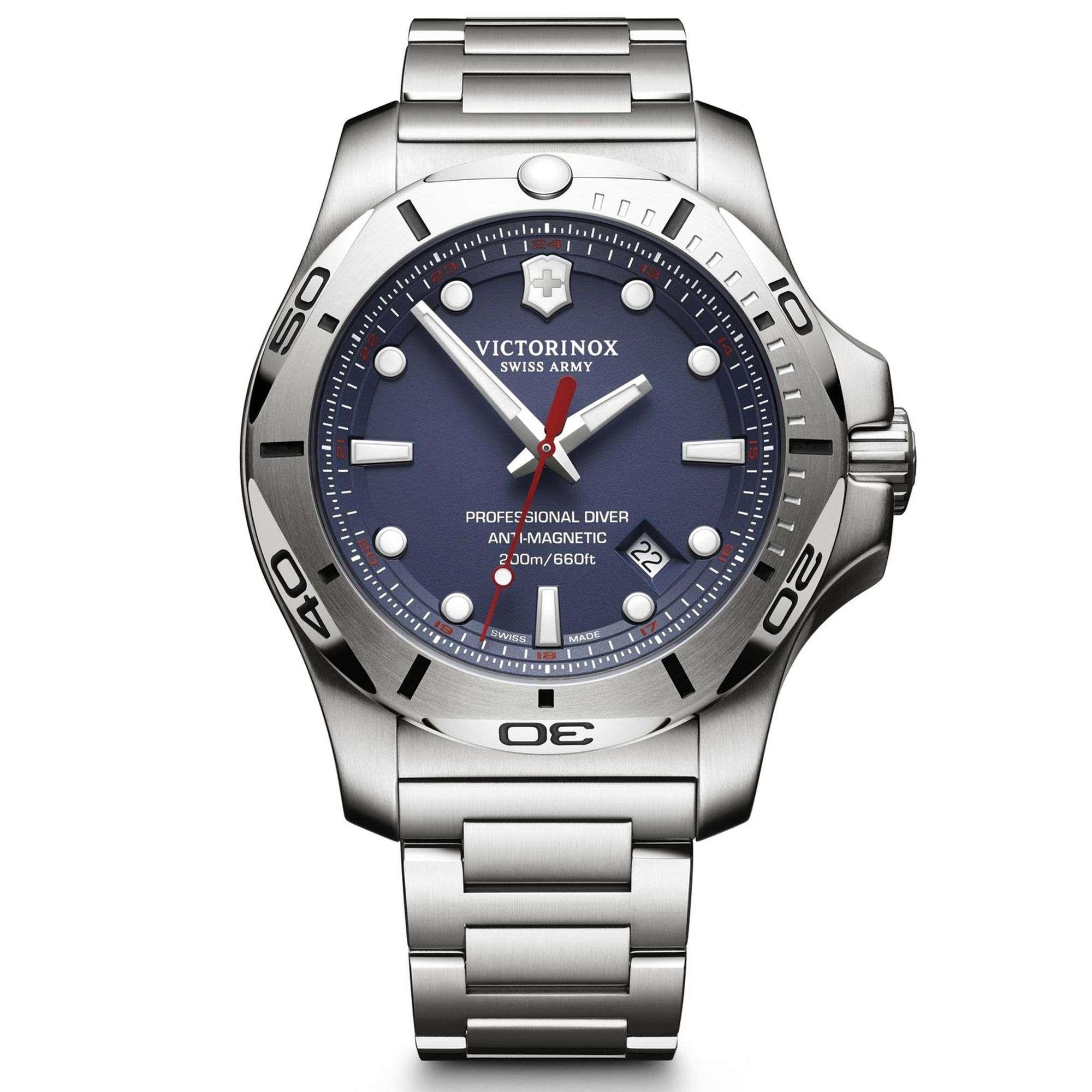 Victorinox Swiss Army I.N.O.X Professional Diver Blue Dial Silver Stainless Steel Bracelet Men's Watch 241782