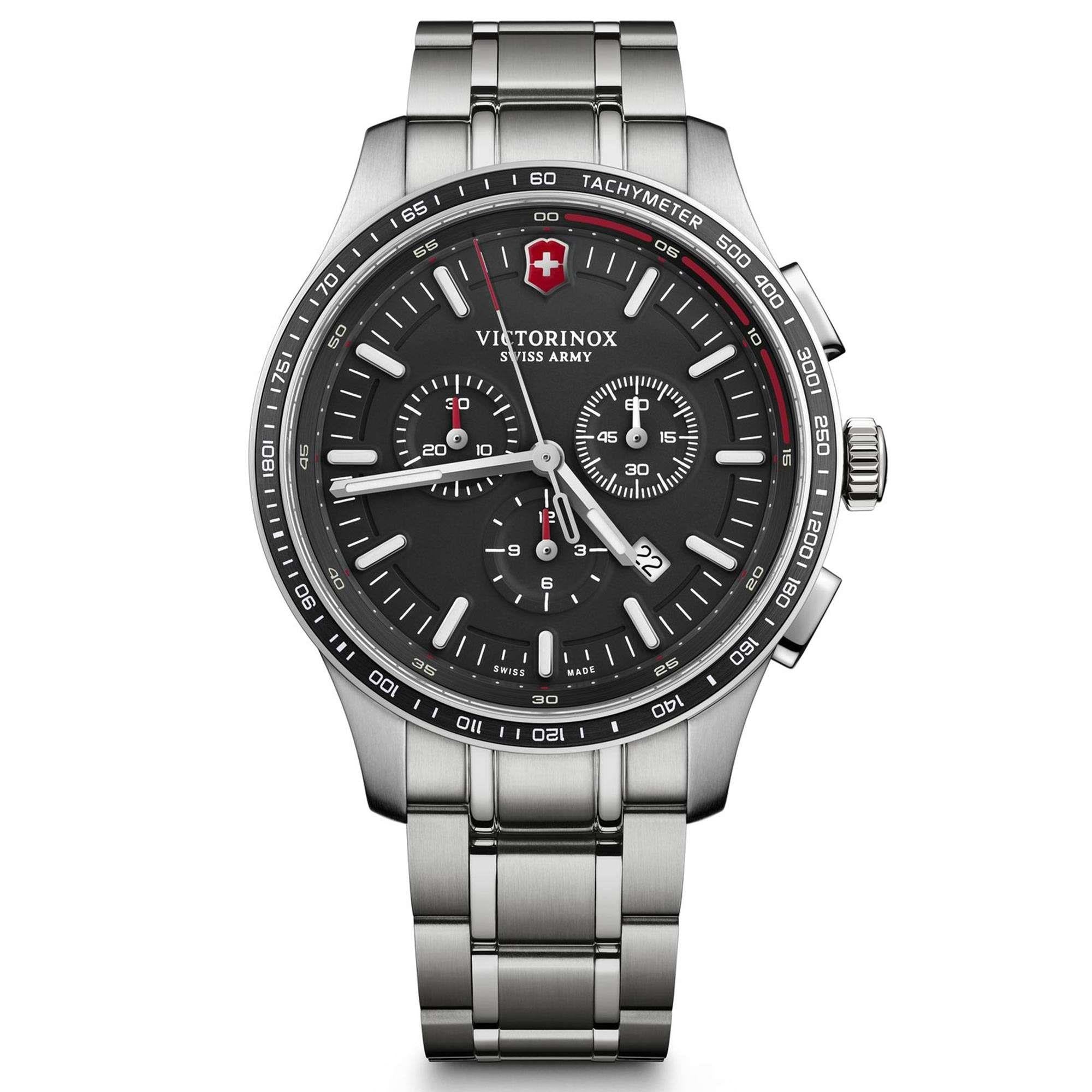 Victorinox Swiss Army Alliance Sport Chronograph Black Dial Silver Stainless Steel Bracelet Men's Watch 241816