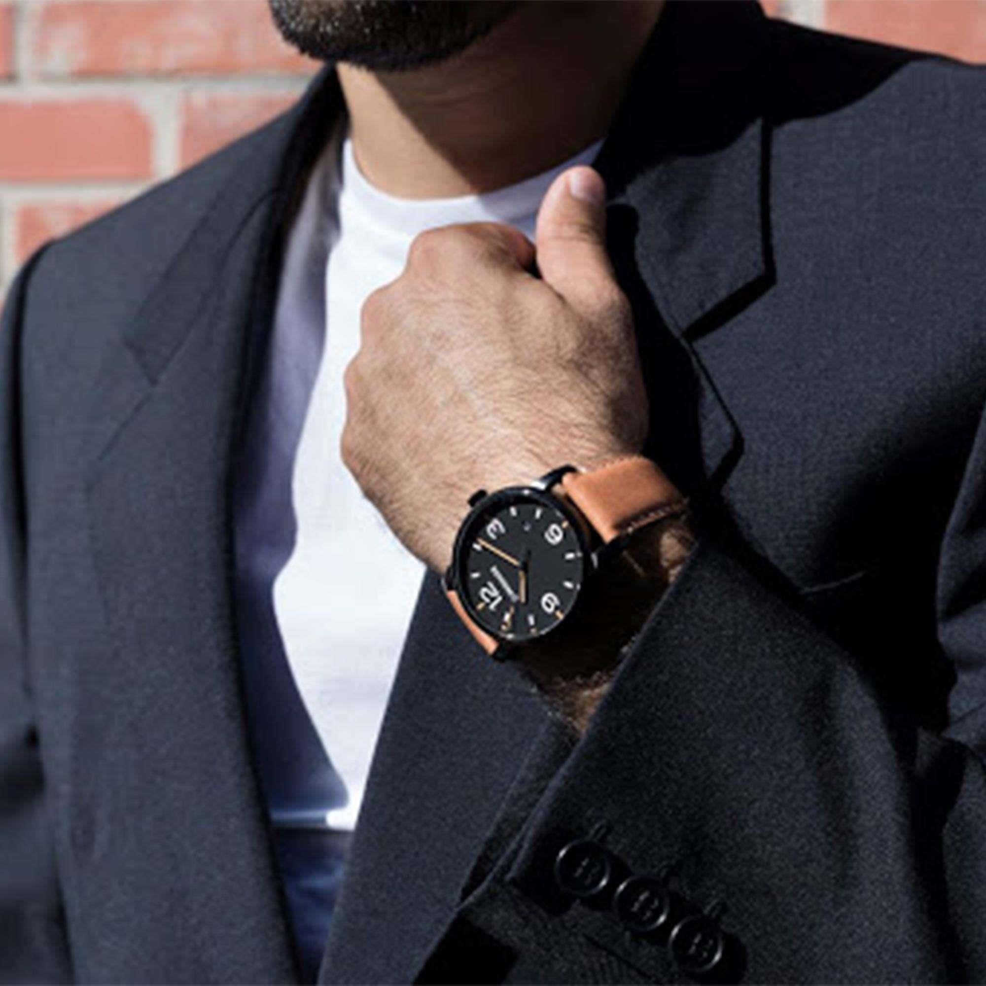 Wenger Urban Metropolitan Quartz Black Dial Brown Leather Strap Men's Watch 01.1741.134