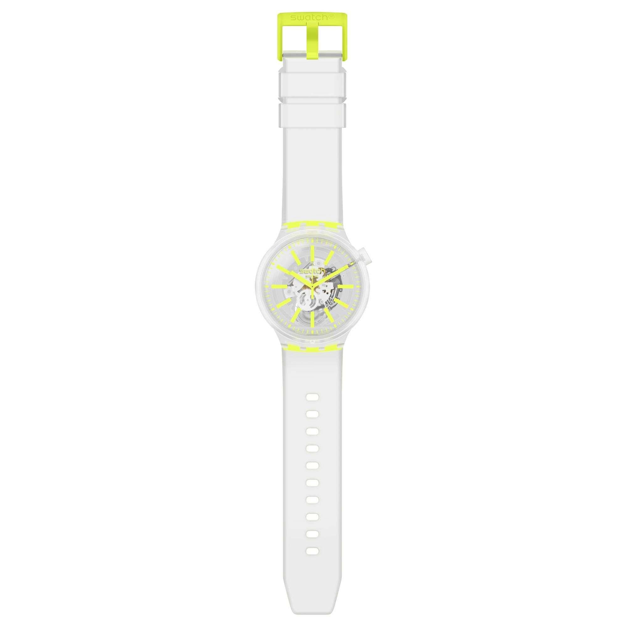 Swatch YellowInJelly Quartz Transparent Dial Silicone Strap Watch SO27E103