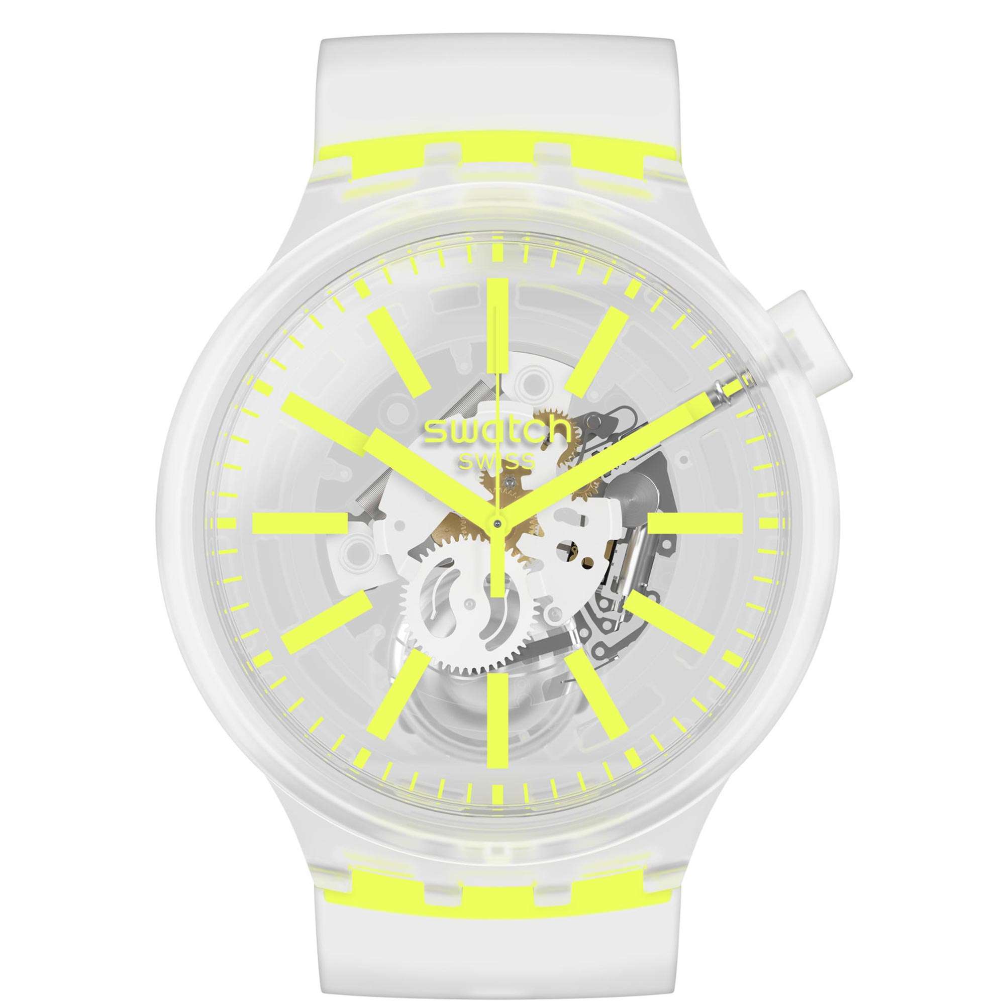 Swatch YellowInJelly Quartz Transparent Dial Silicone Strap Watch SO27E103