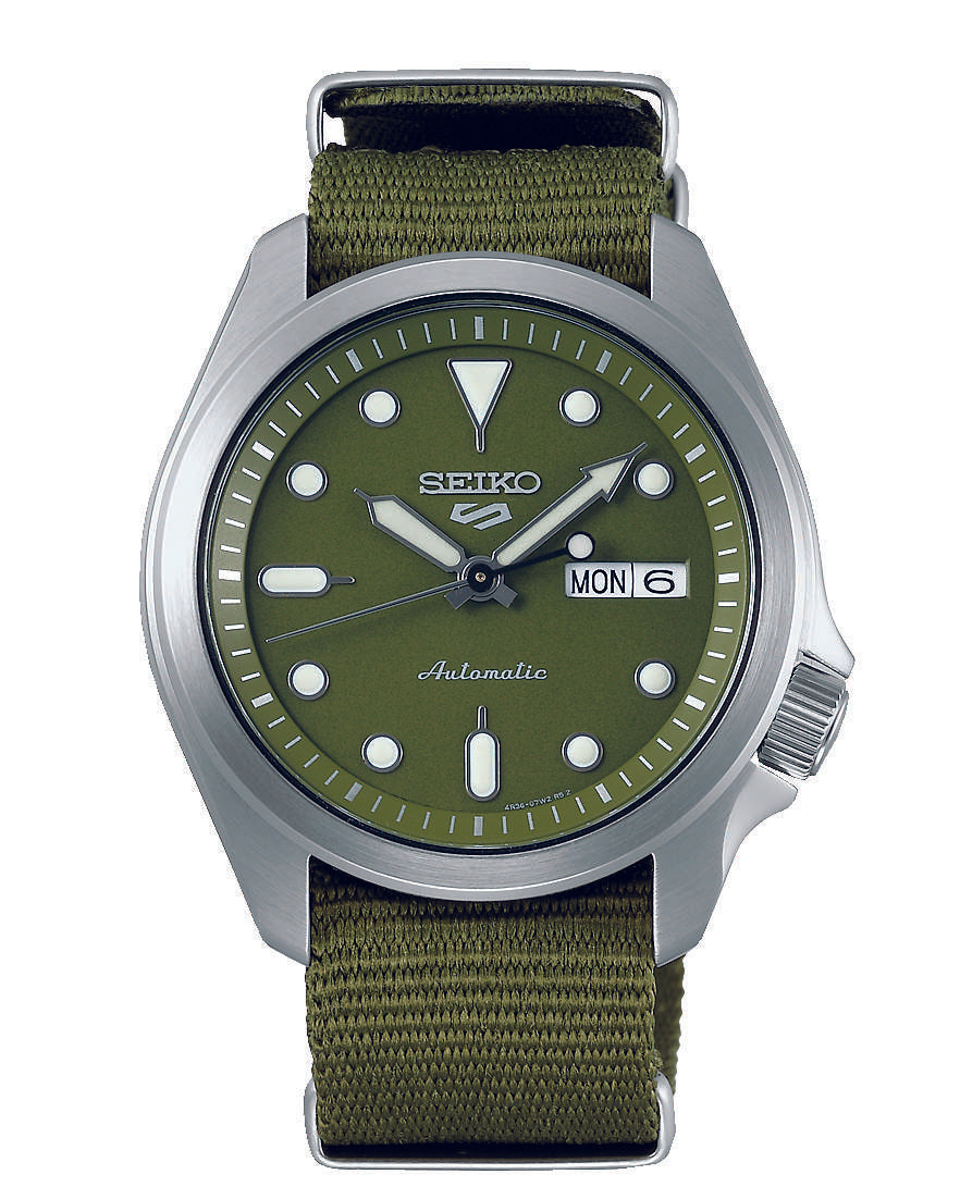 Seiko 5 Sports Green Dial Green Nylon Strap Men's Watch SRPE65K1
