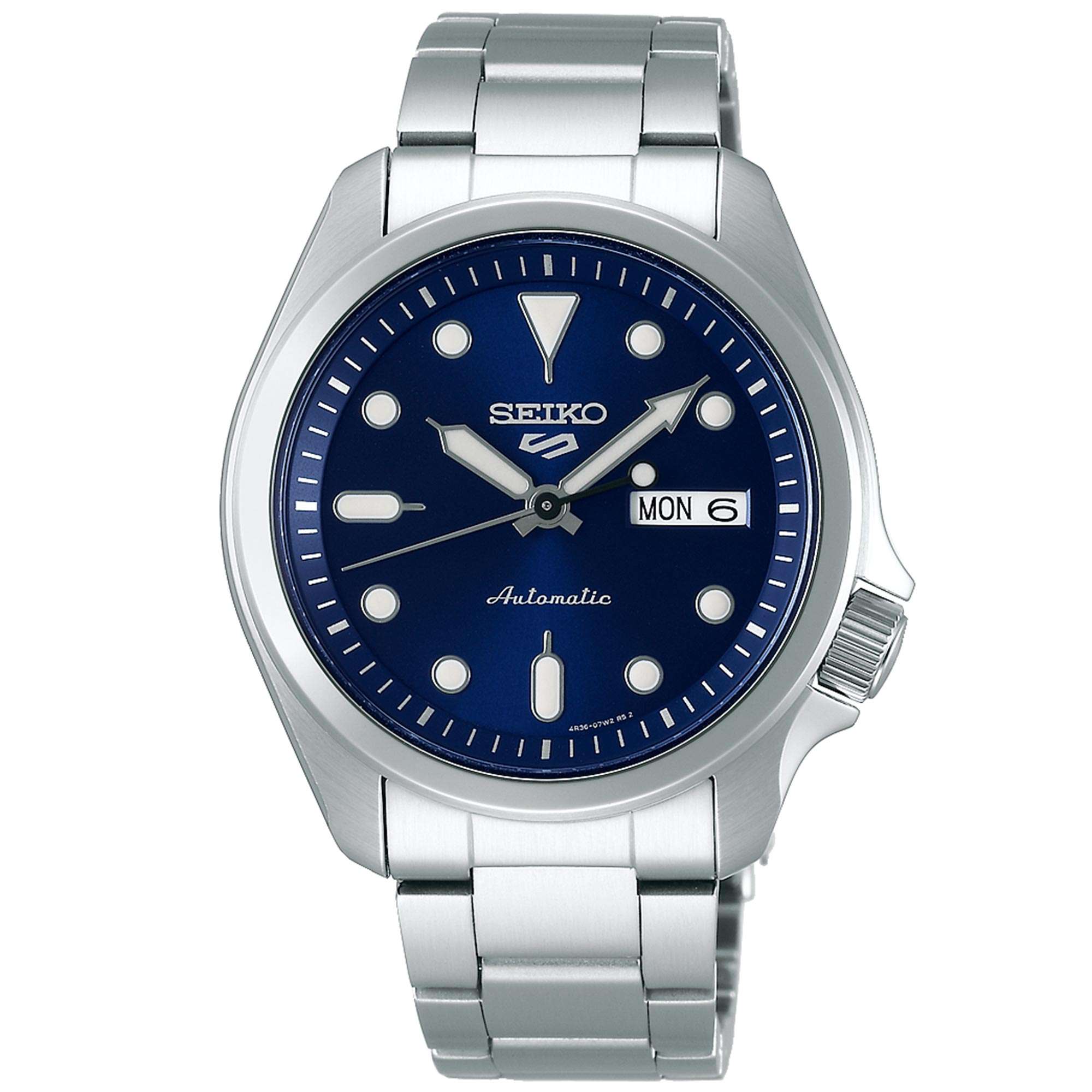 Seiko 5 Sports Solid Boy Automatic Blue Dial Silver Steel Men's Watch SRPE53K1