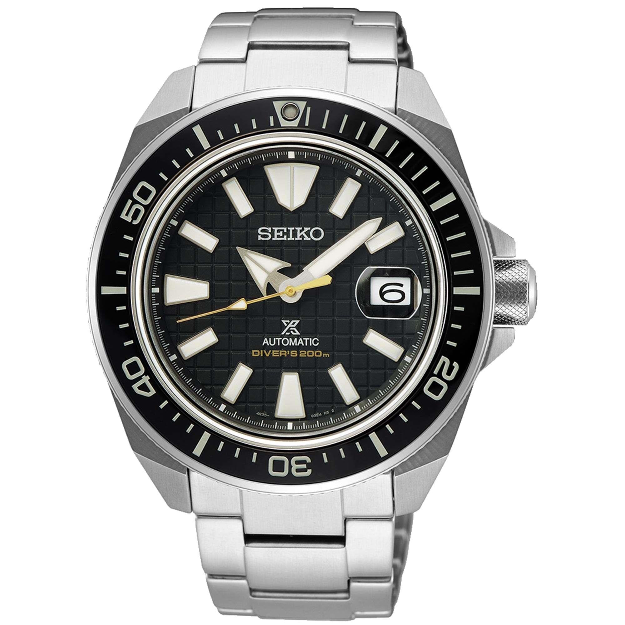 Seiko Prospex King Samurai Automatic Black Dial Silver Steel Bracelet Men's Watch SRPE35K1