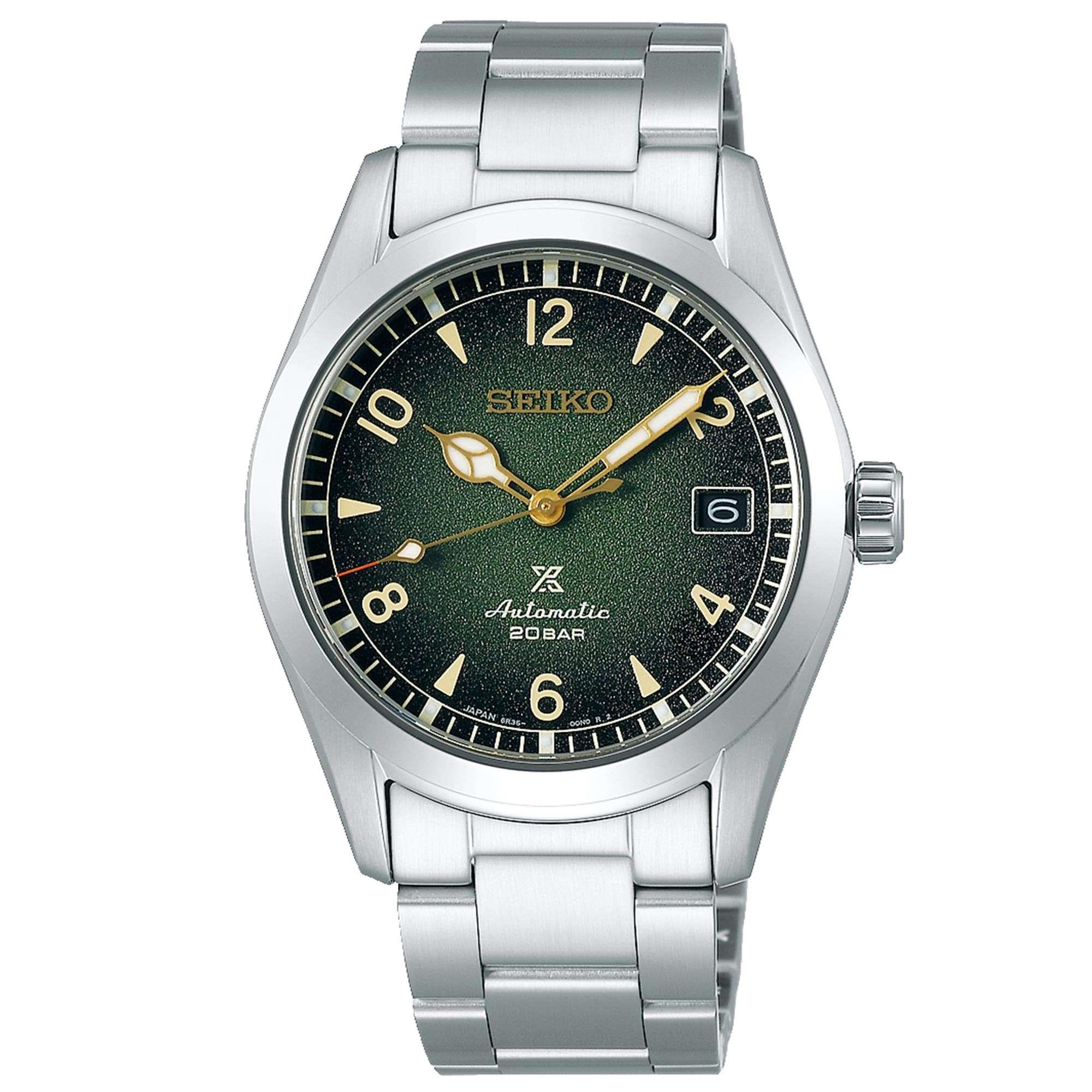 Seiko Prospex Alpinist Automatic Green Dial Silver Steel Bracelet Men's Watch SPB155J1