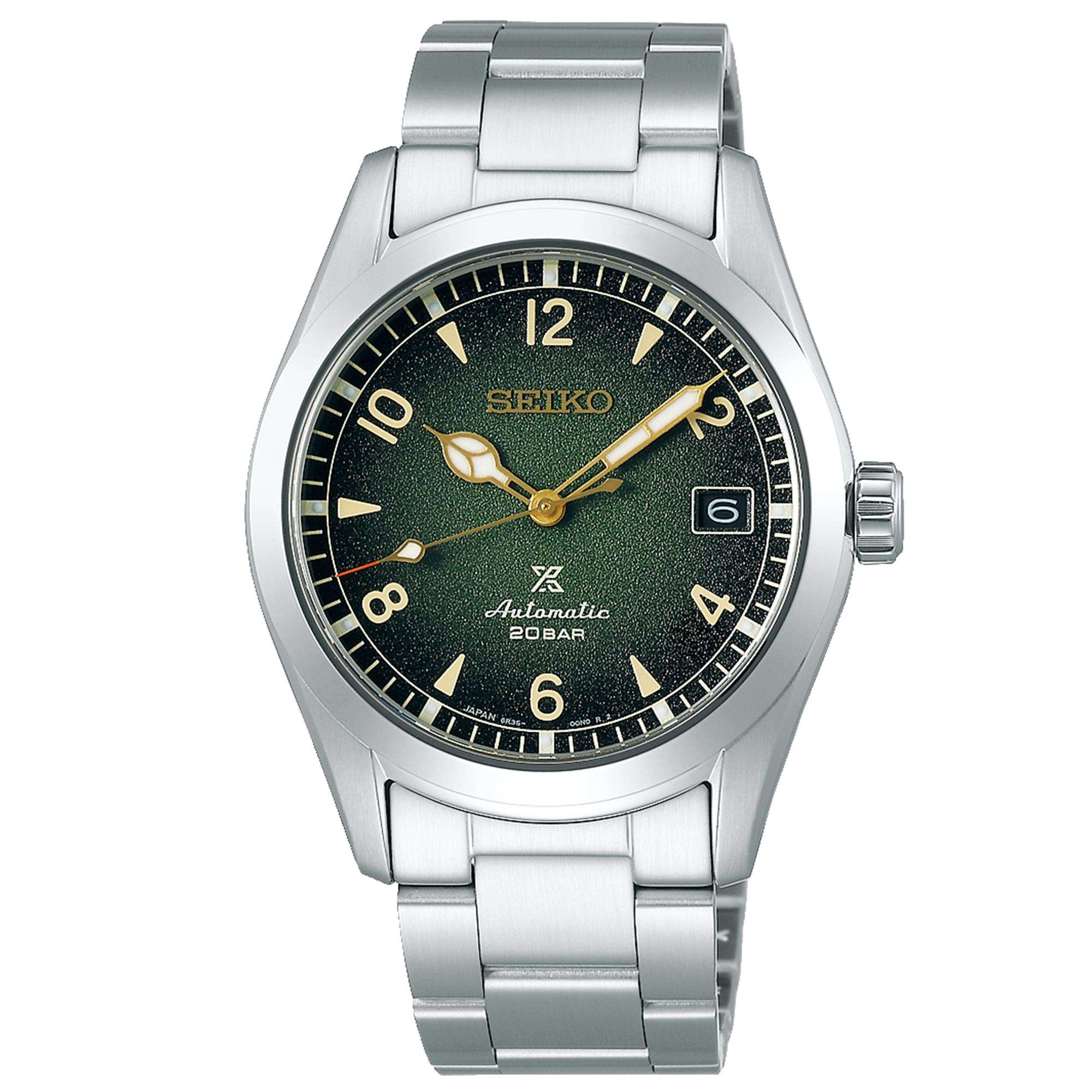 Seiko Prospex Alpinist Automatic Green Dial Silver Steel Bracelet Men's Watch SPB155J1