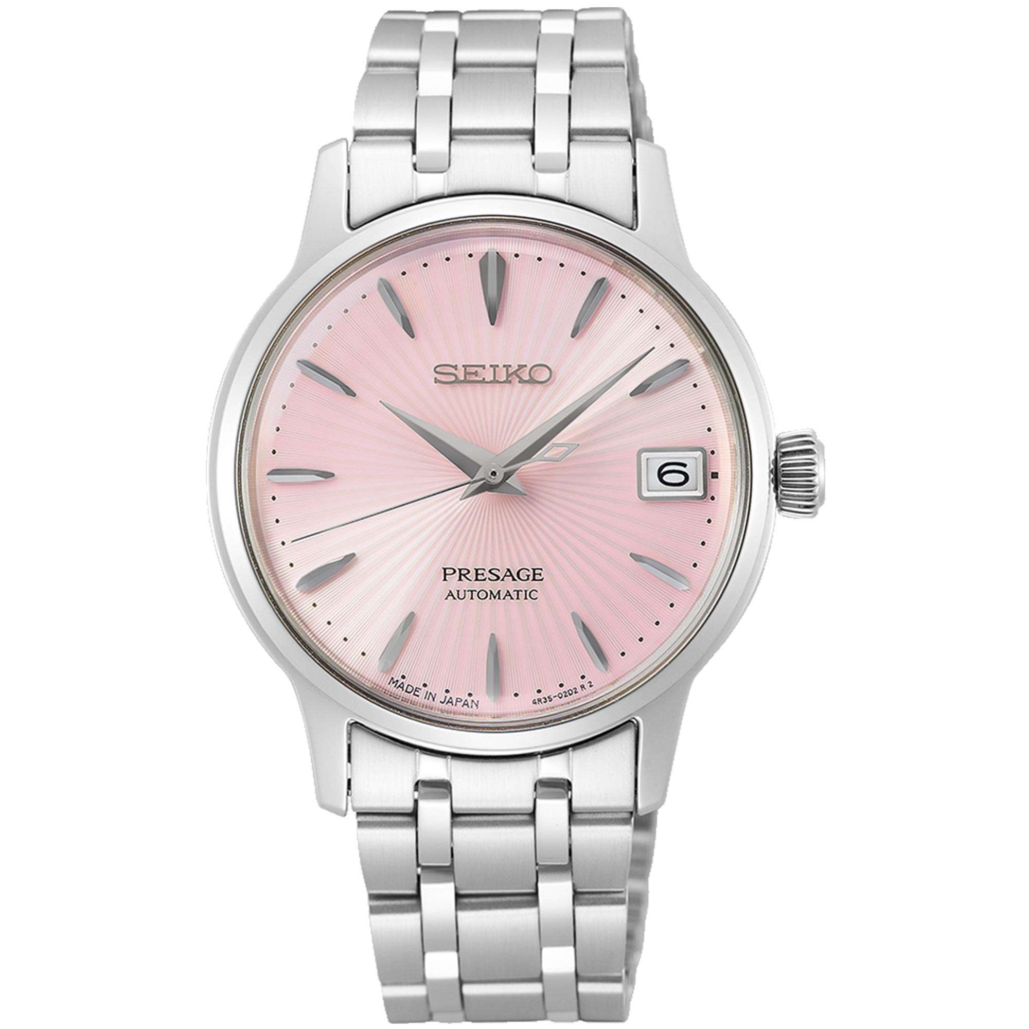 Seiko Presage Pink Dial Silver Stainless Steel Bracelet Automatic Ladies Watch SRP839J1