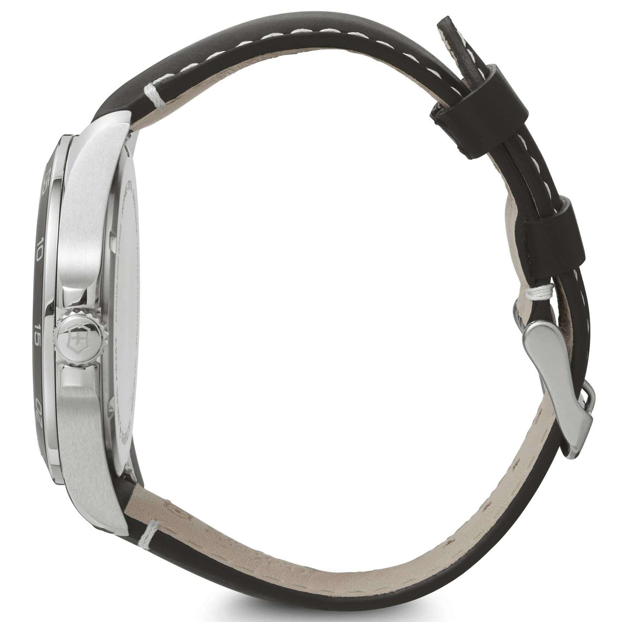 Victorinox Fieldforce Quartz White Dial Black Leather Strap Men's Watch 241847