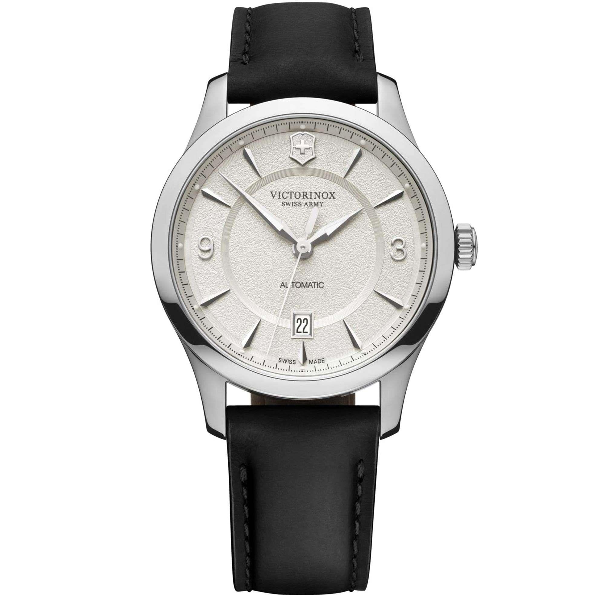 Victorinox Alliance Mechanical White Dial Black Leather Strap Men's Watch 241871