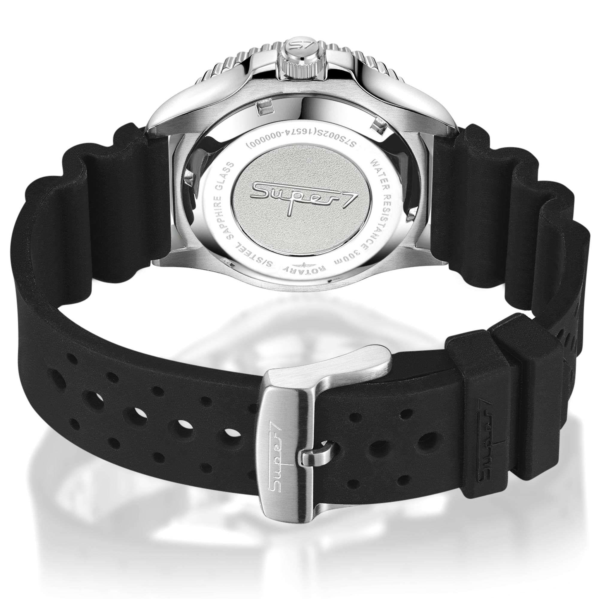 Rotary Super 7 SCUBA Hulk Automatic Green Dial Silicone Strap Men's Dive Watch S7S003S