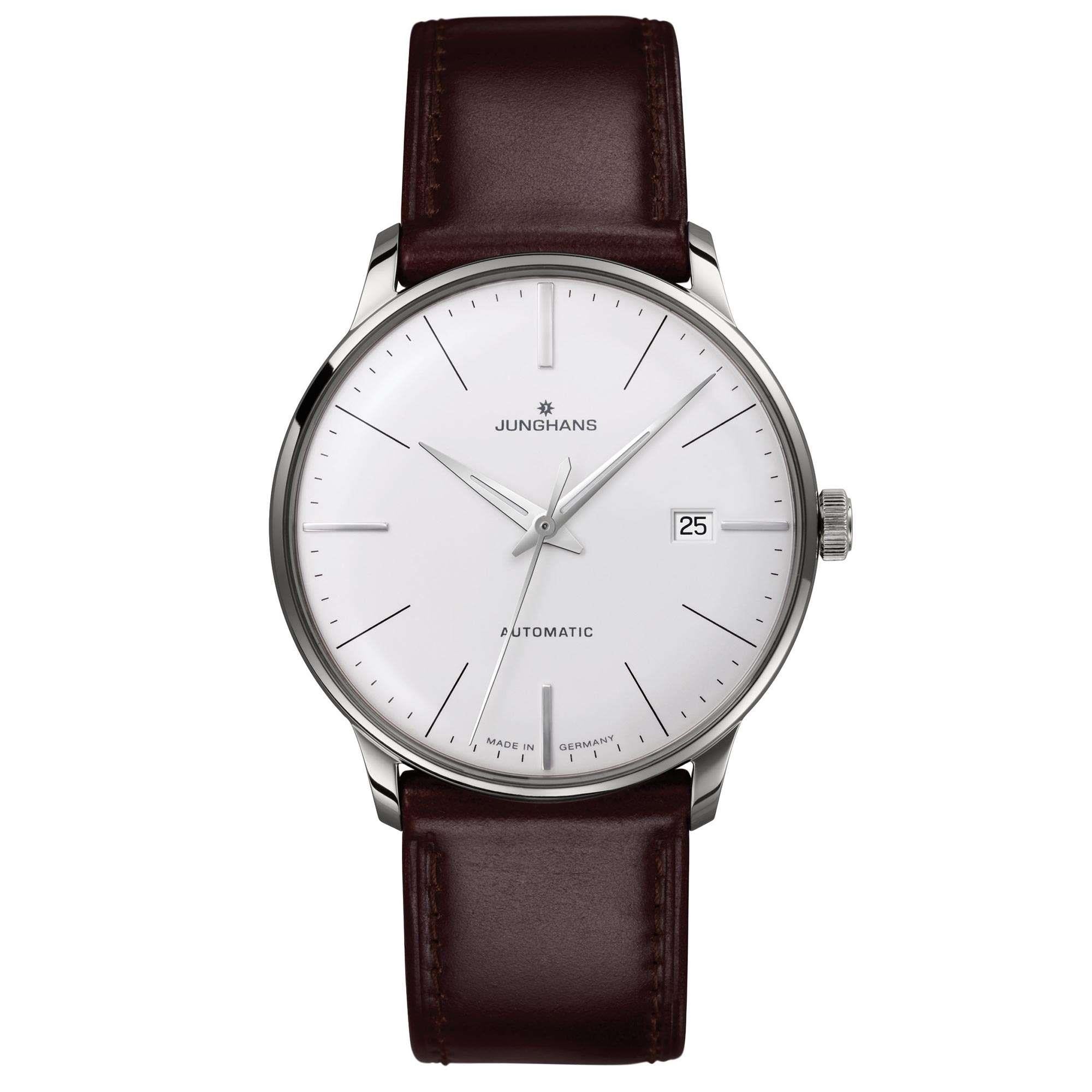 Junghans Meister Classic Automatic Silver Dial Brown Leather Strap Mens Watch 027/4310.00