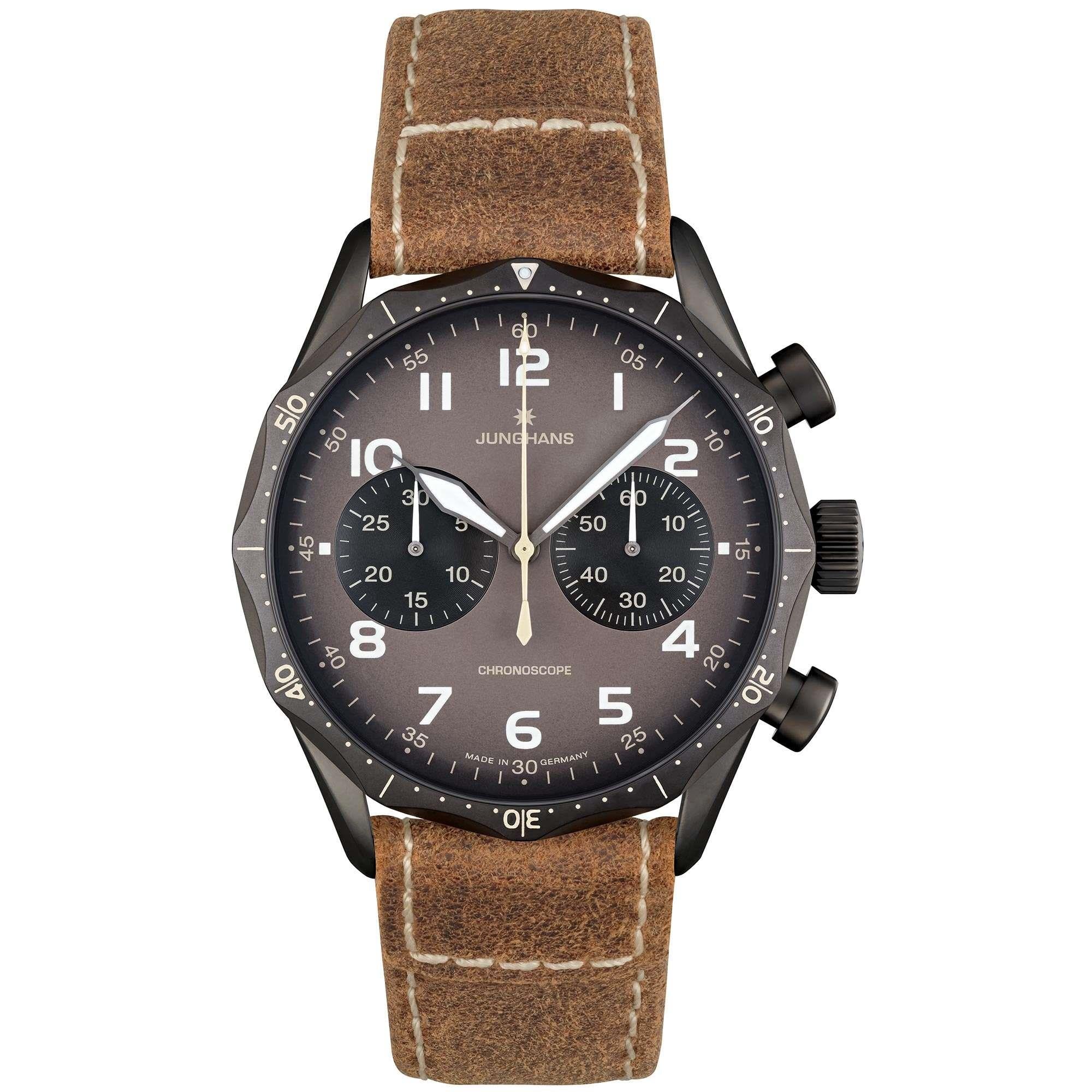 Junghans Meister Pilot Automatic Grey Dial Brown Leather Strap Men’s Watch 027/3794.00