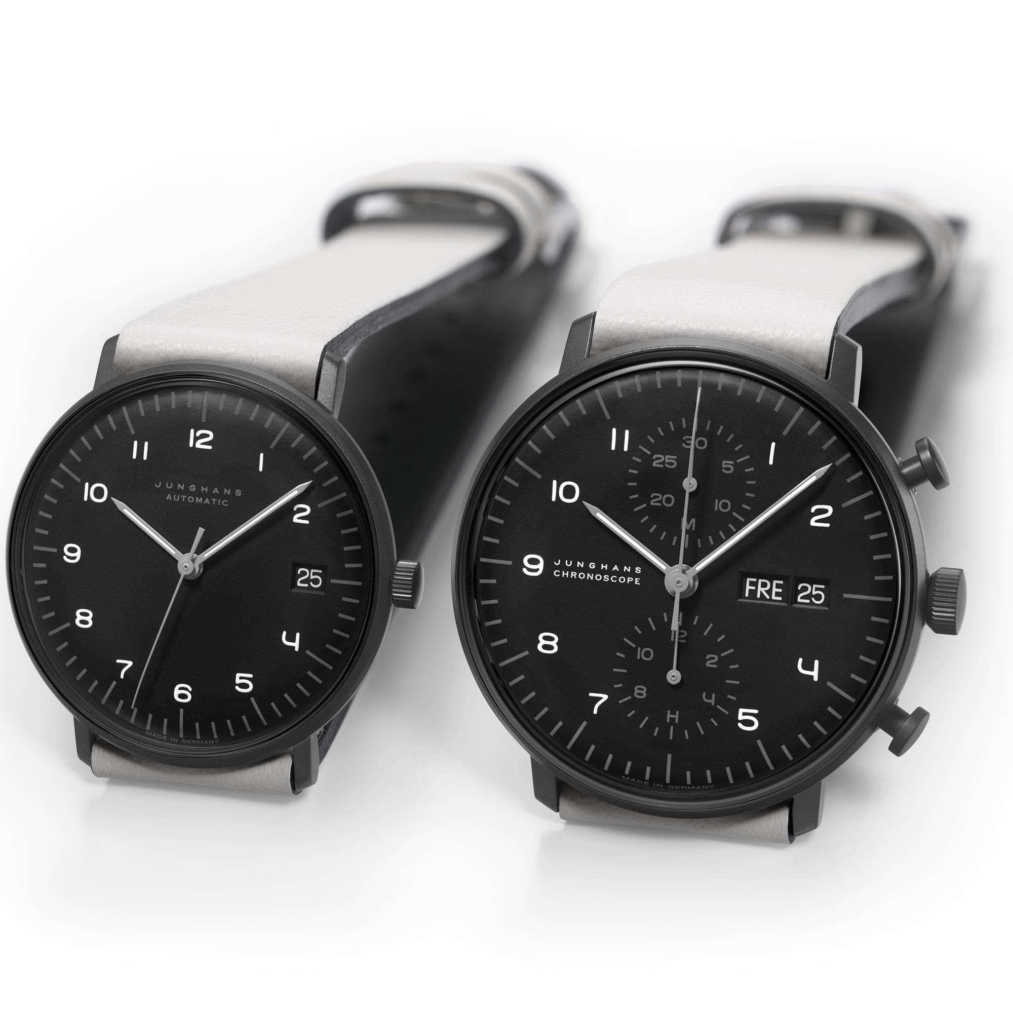 Junghans Max Bill Edition Set 2020 027/4018.03 Black Dial White Leather Strap Men's Watch
