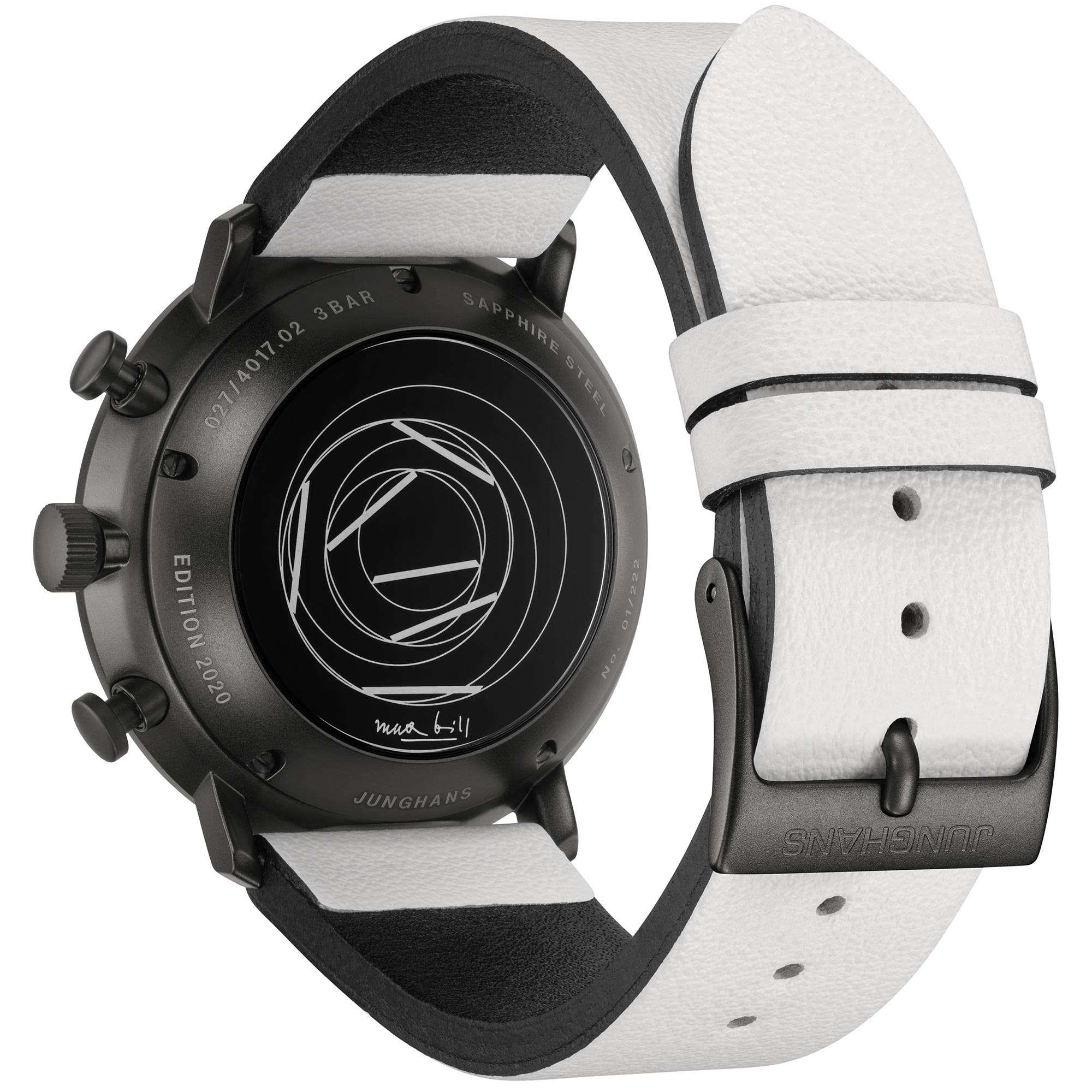 Junghans Max Bill Edition Set 2020 027/4018.03 Black Dial White Leather Strap Men's Watch