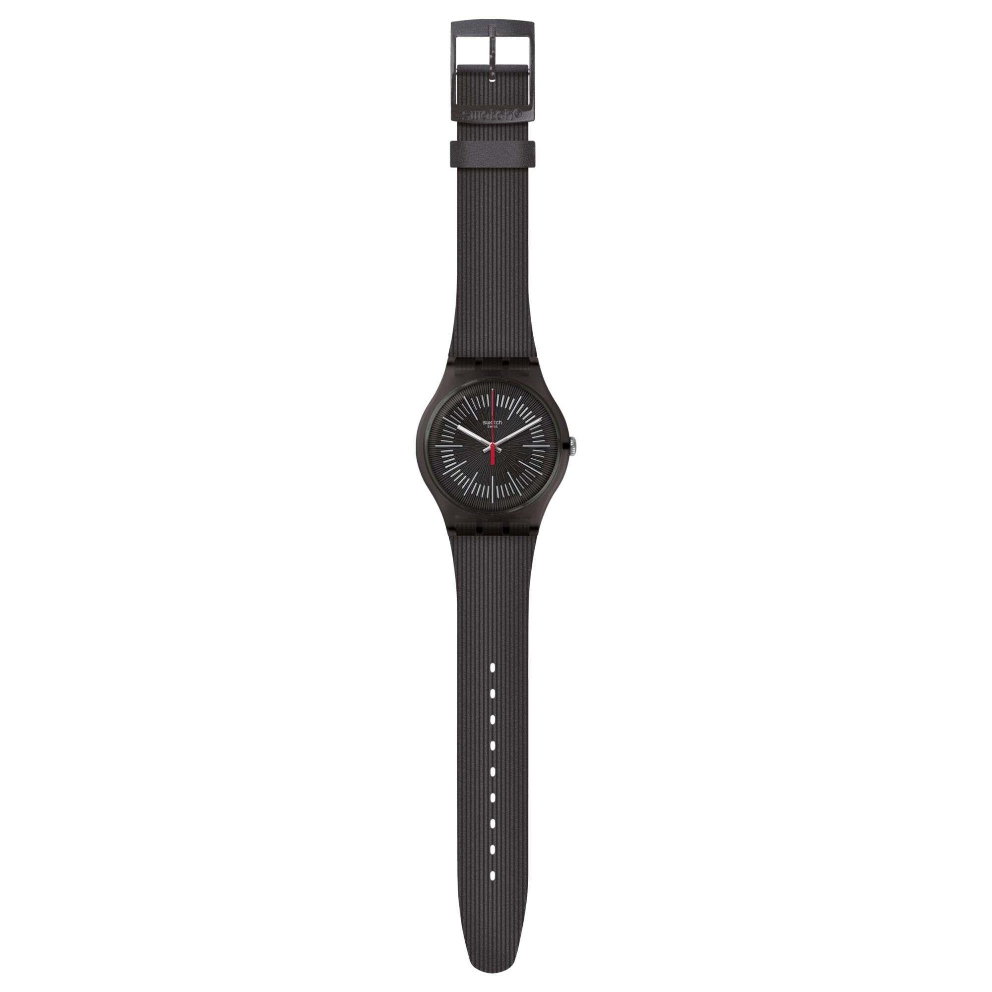 Swatch Intercyderal Quartz Black Dial Silicone Strap Watch SUOB178