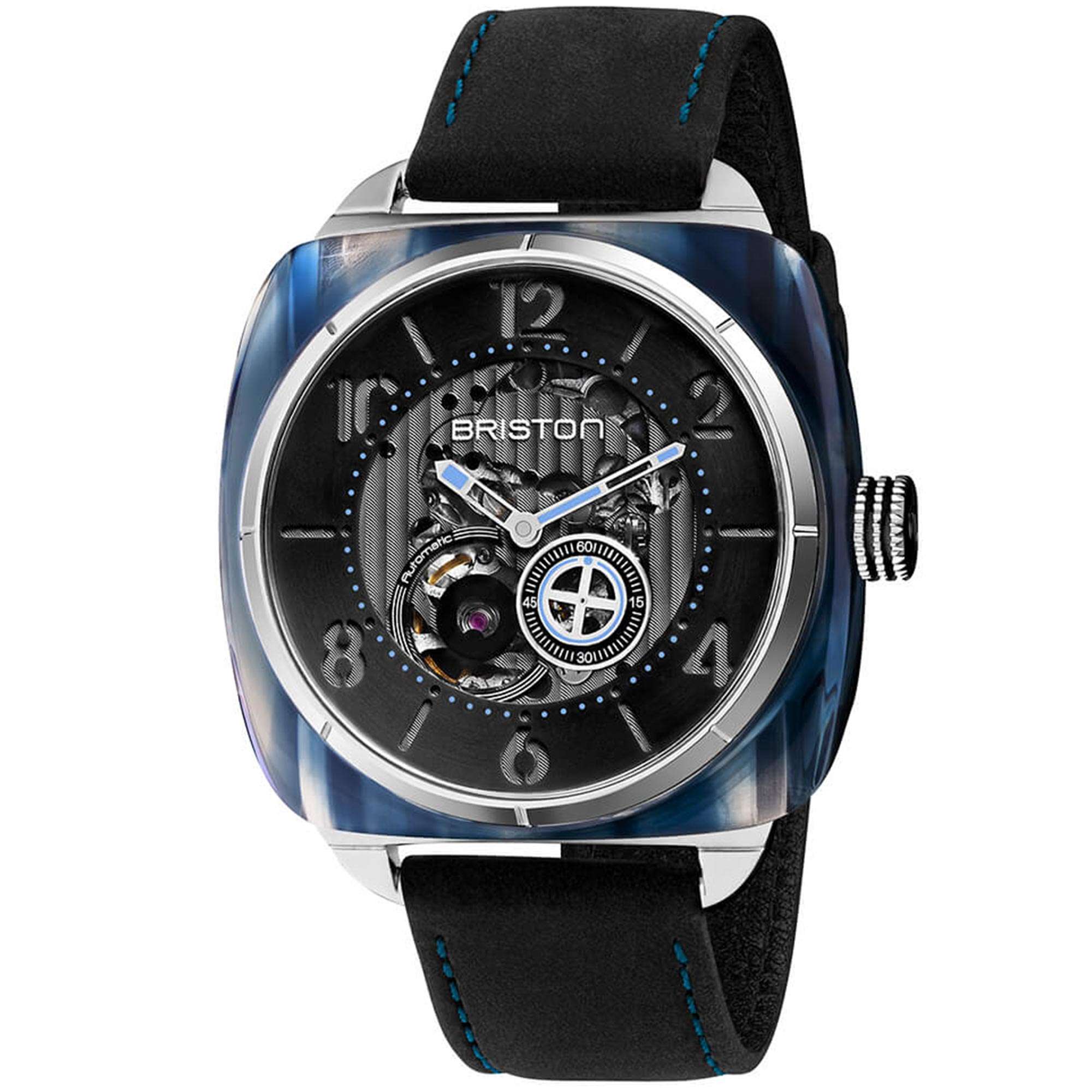 Briston Streamliner Skeleton Black Dial Black Leather Strap 201042.SA.BL.1.CH Men's Watch