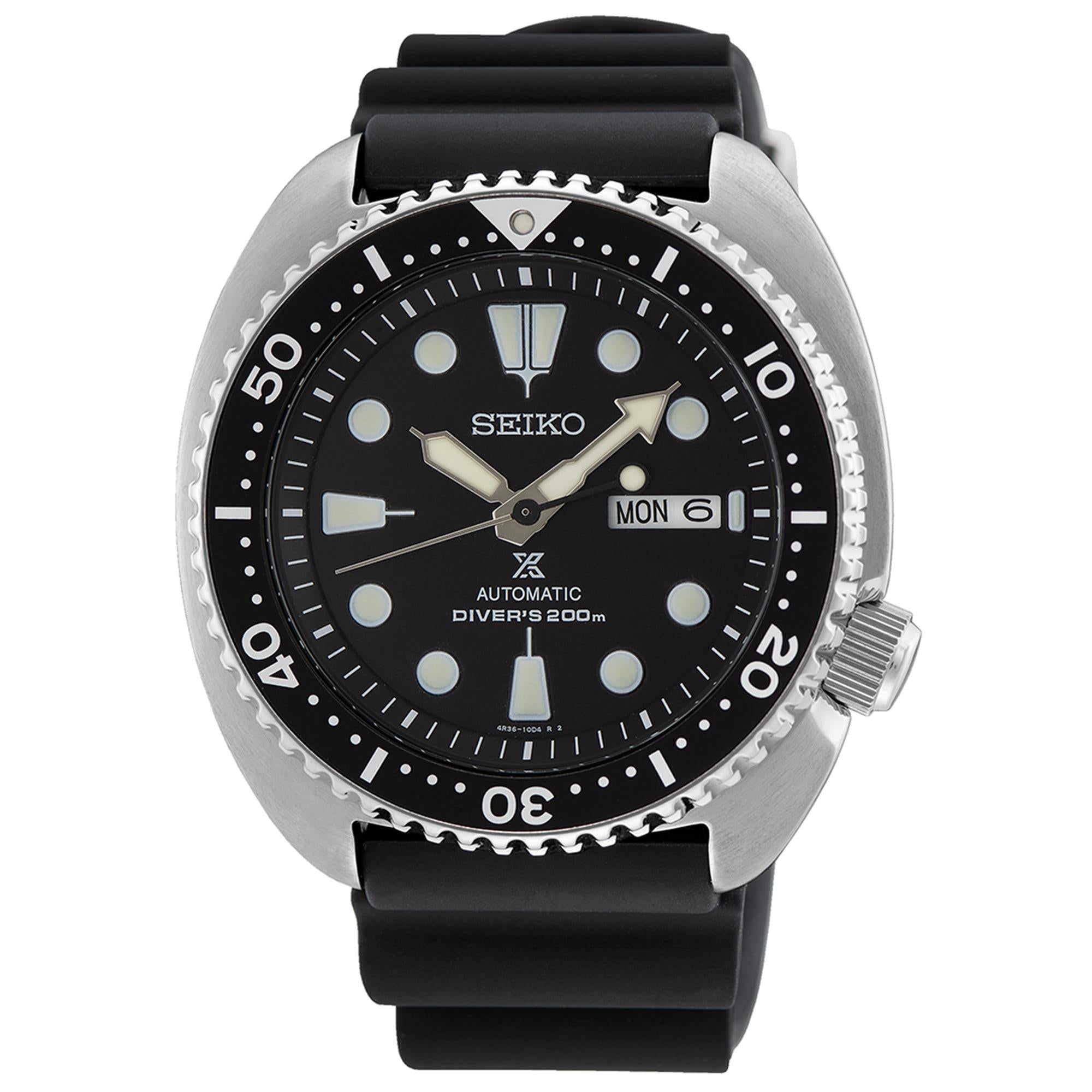 Seiko Prospex 'Turtle' Automatic Black Dial Black Rubber Strap Men's Watch SRPE93K1