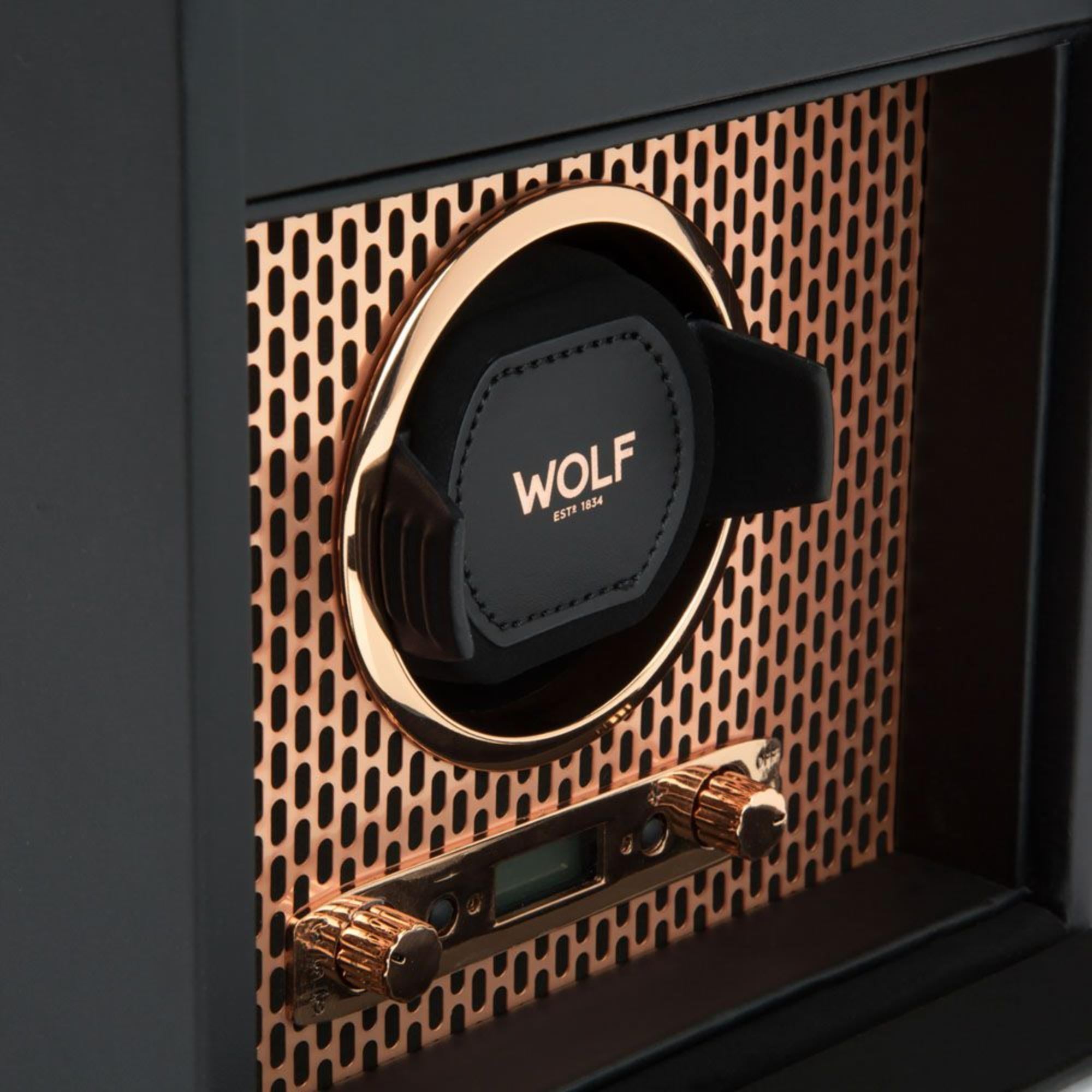 WOLF Axix Black Single Watch Winder With Copper Storage 469216