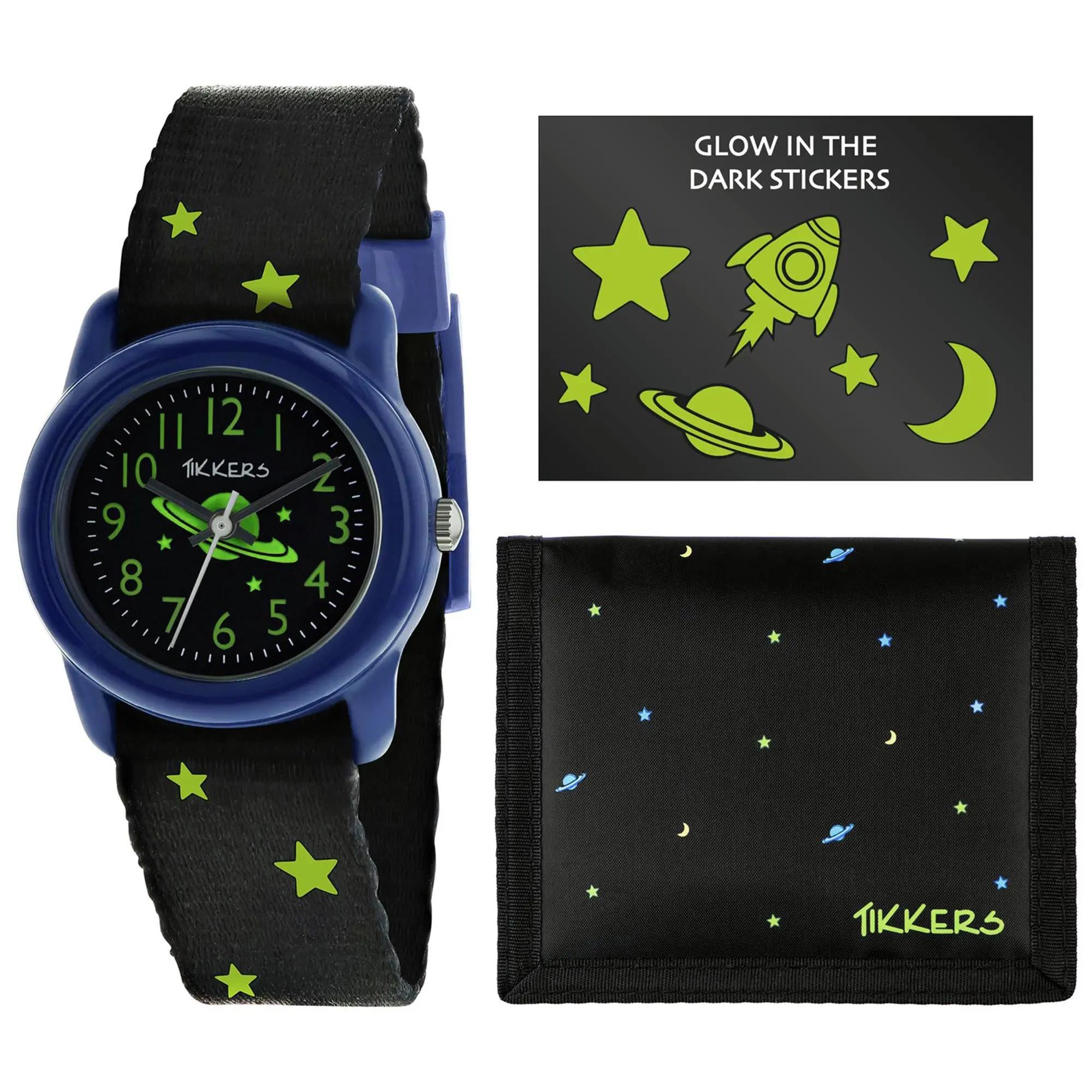 Tikkers Space Quartz Black Dial Canvas Strap Kids Watch Set ATK1033