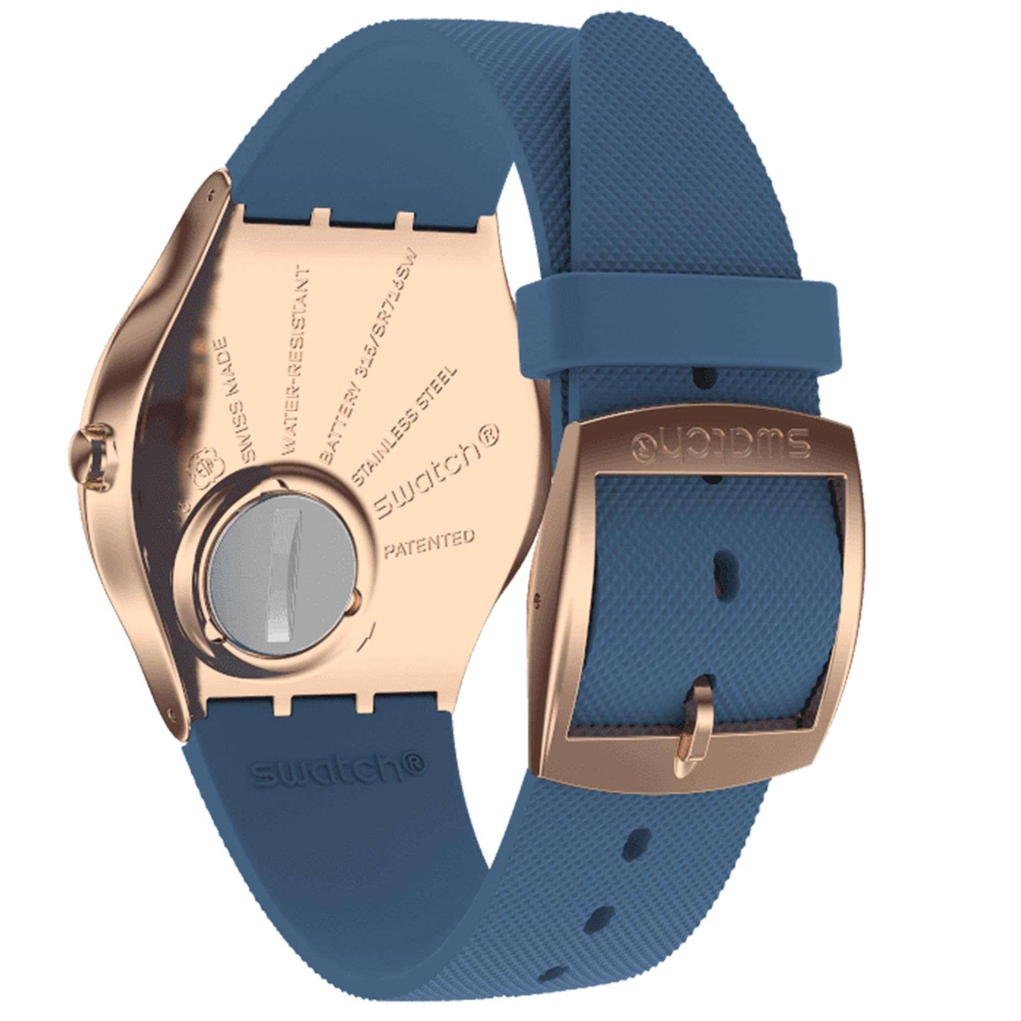 Swatch Night Trick Quartz Blue Dial Rubber Strap Watch SS07G101