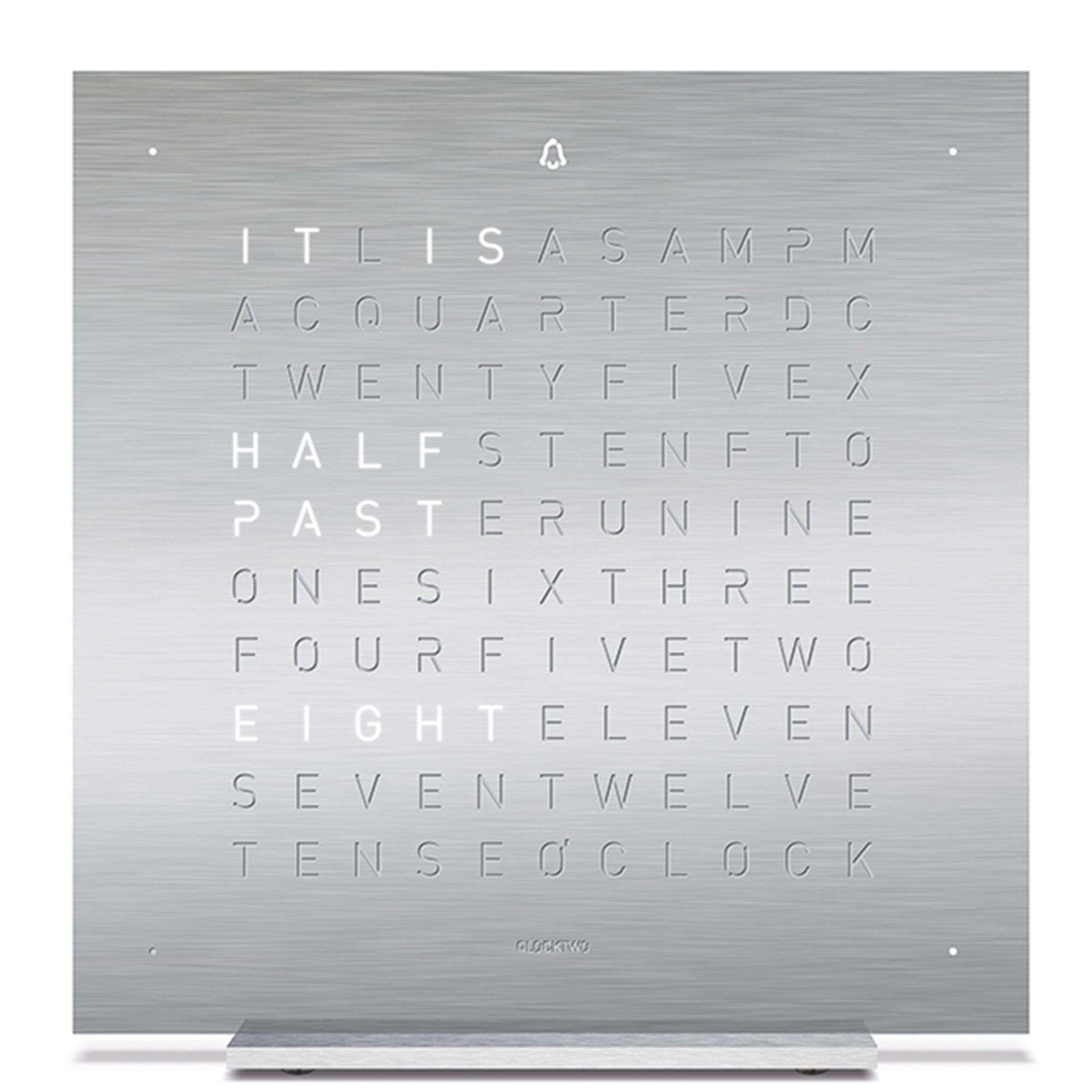 QLOCKTWO Touch Table Clock Full Metal Silver Body T4SENSS