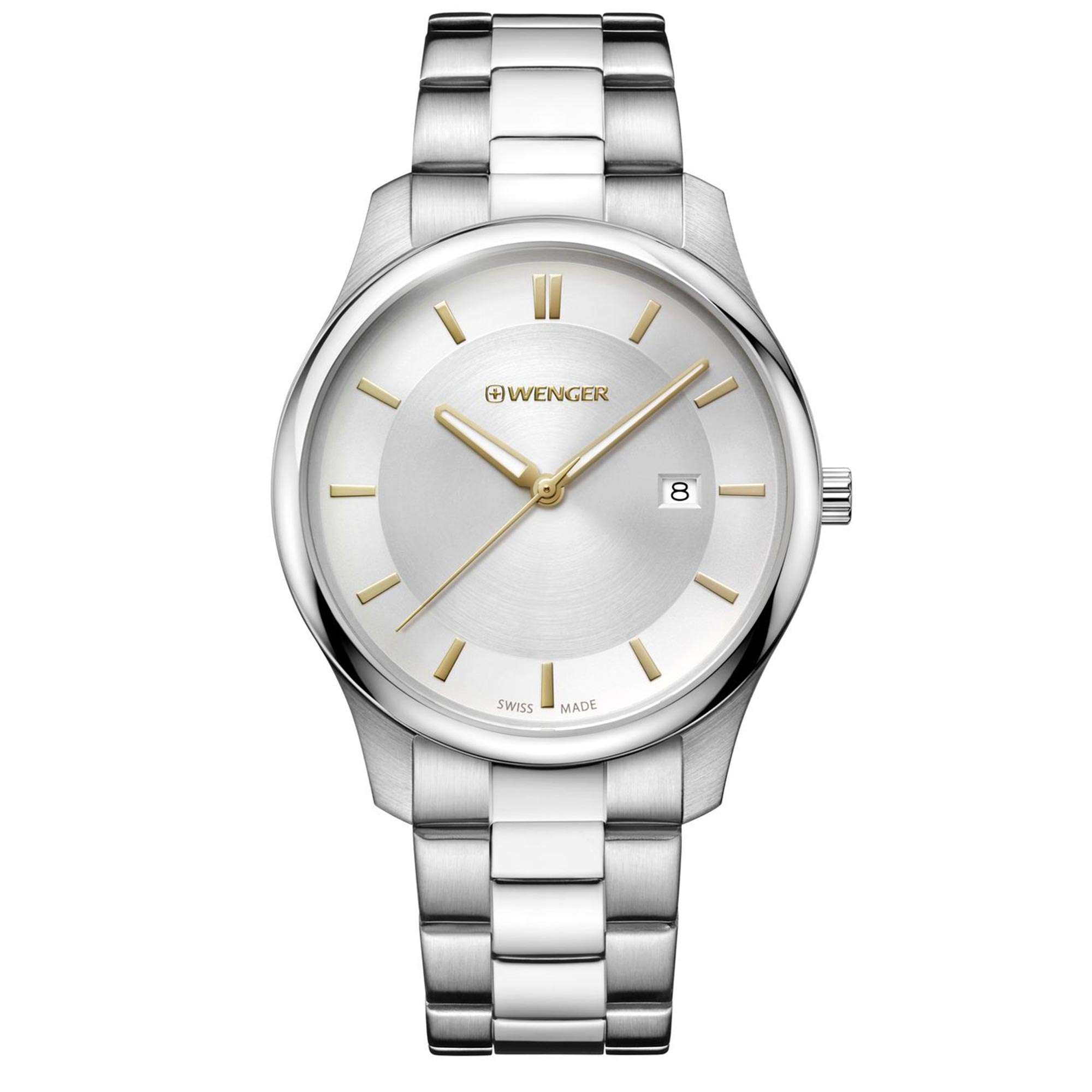 Wenger City Classic White Dial Stainless Steel Bracelet Men's Watch 01.1441.105