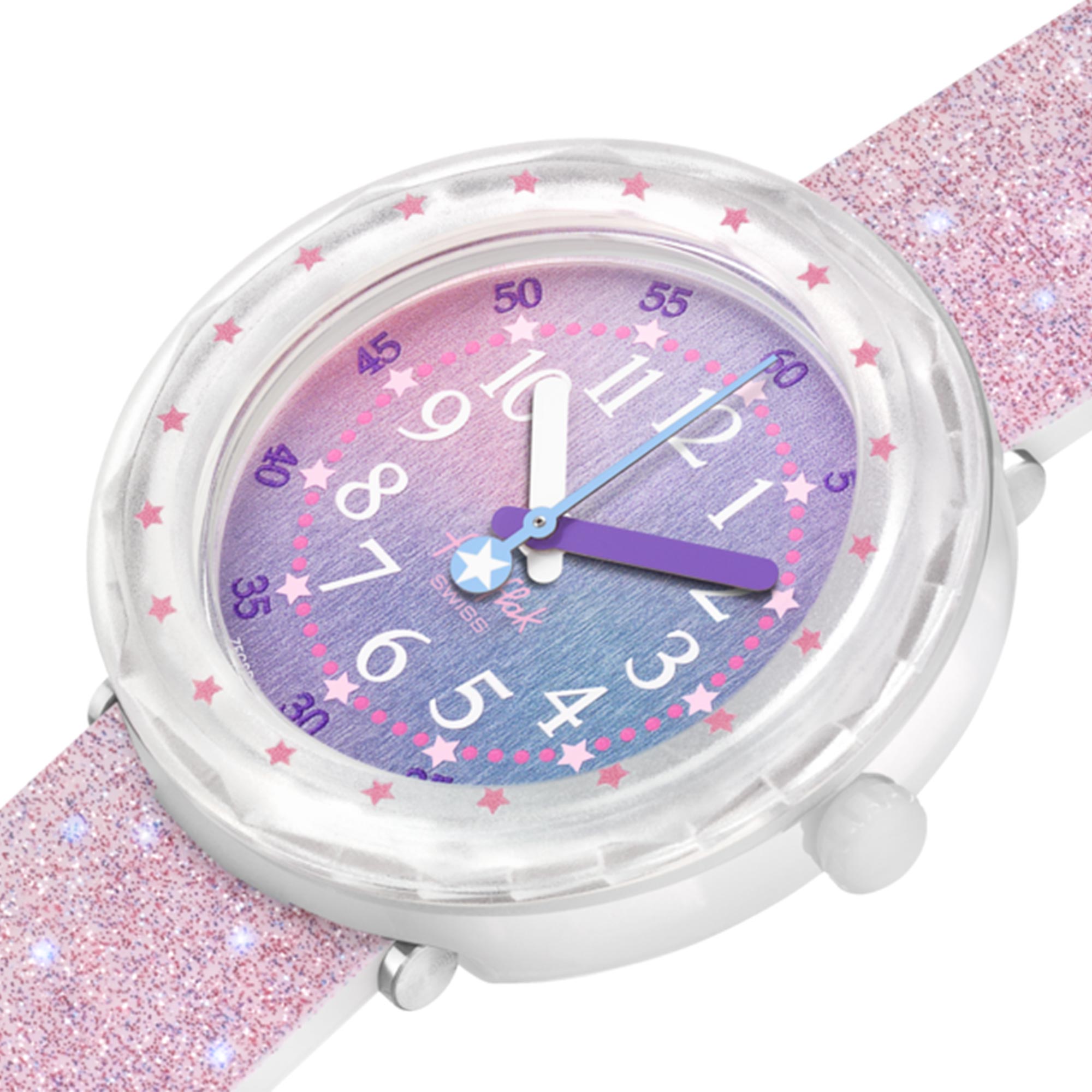 Flik Flak Pearlaxus Quartz Pink Dial White Silicone Strap Girls Watch FCSP107
