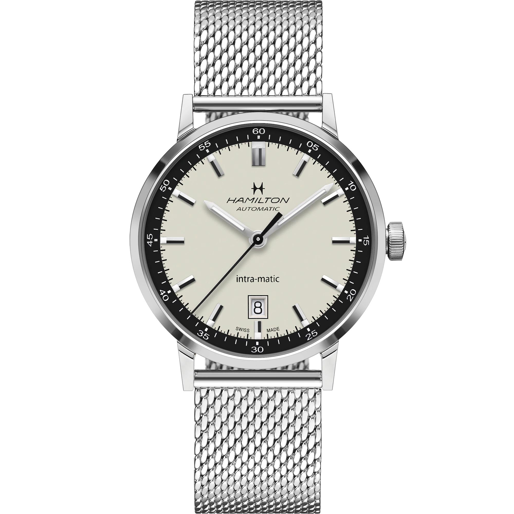 Hamilton American Classic 40mm White Dial Steel Mens Automatic Watch H38425120