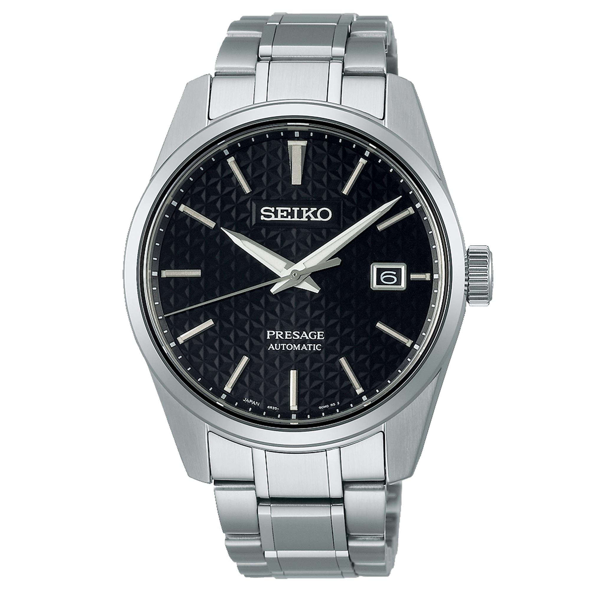 Seiko Presage Sharp Edge Series Automatic Black Dial Silver Stainless Steel Men's Watch SPB203J1
