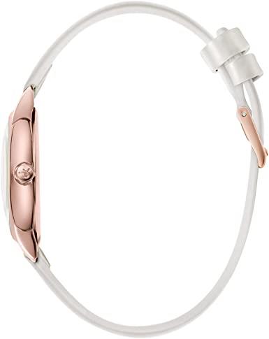 Calvin Klein Established Silver Dial White Leather Strap Ladies Watch K9H236L6 32mm