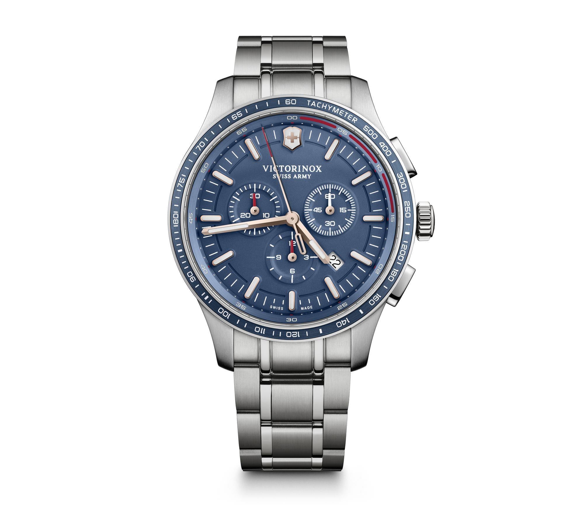 Victorinox Swiss Army Alliance Sport Chronograph Blue Dial Silver Stainless Steel Bracelet Men's Watch 241817