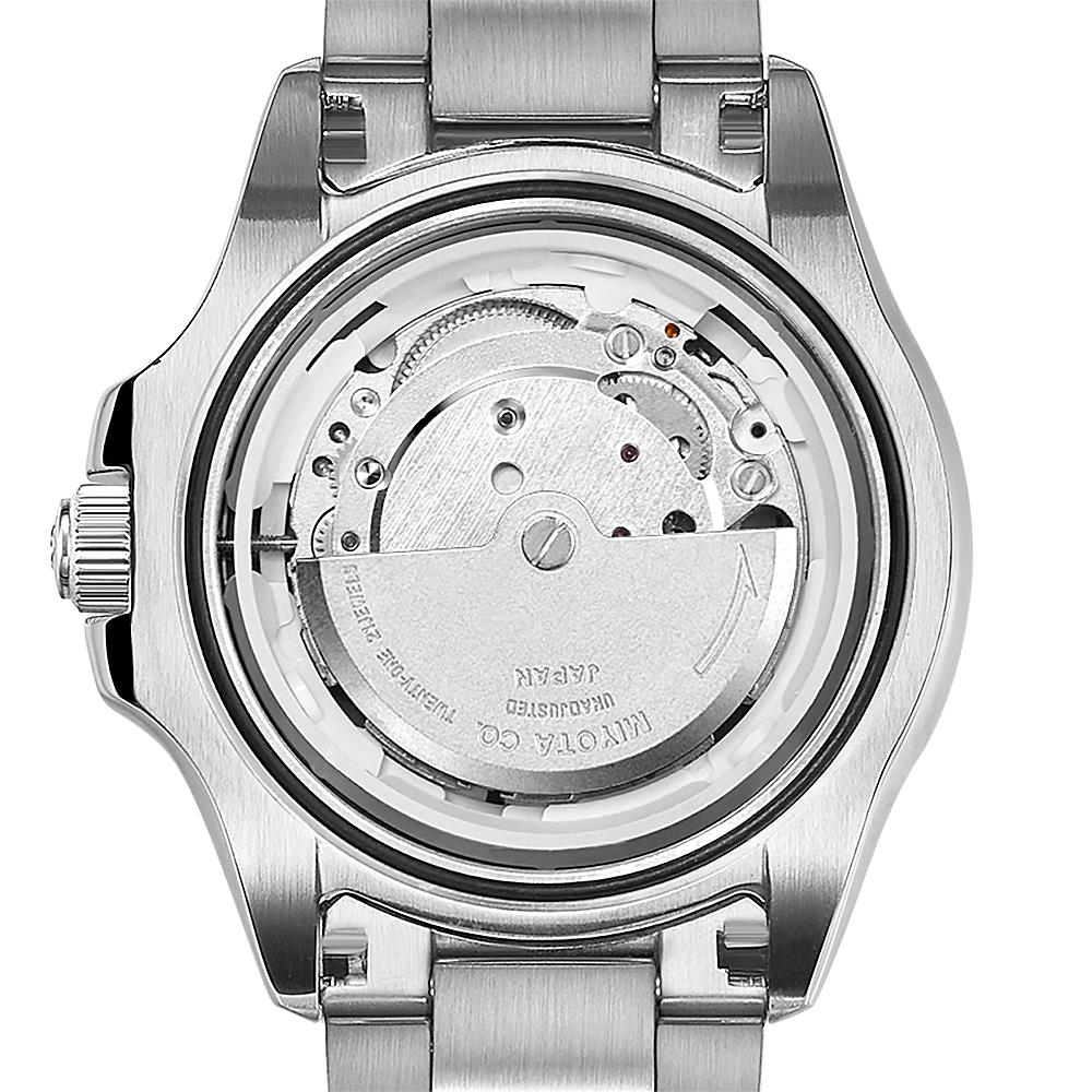 Rotary Super 7 SCUBA Automatic Orange Dial Ceramic Bezel Silver Stainless Steel Bracelet Men's Dive Watch S7S002B