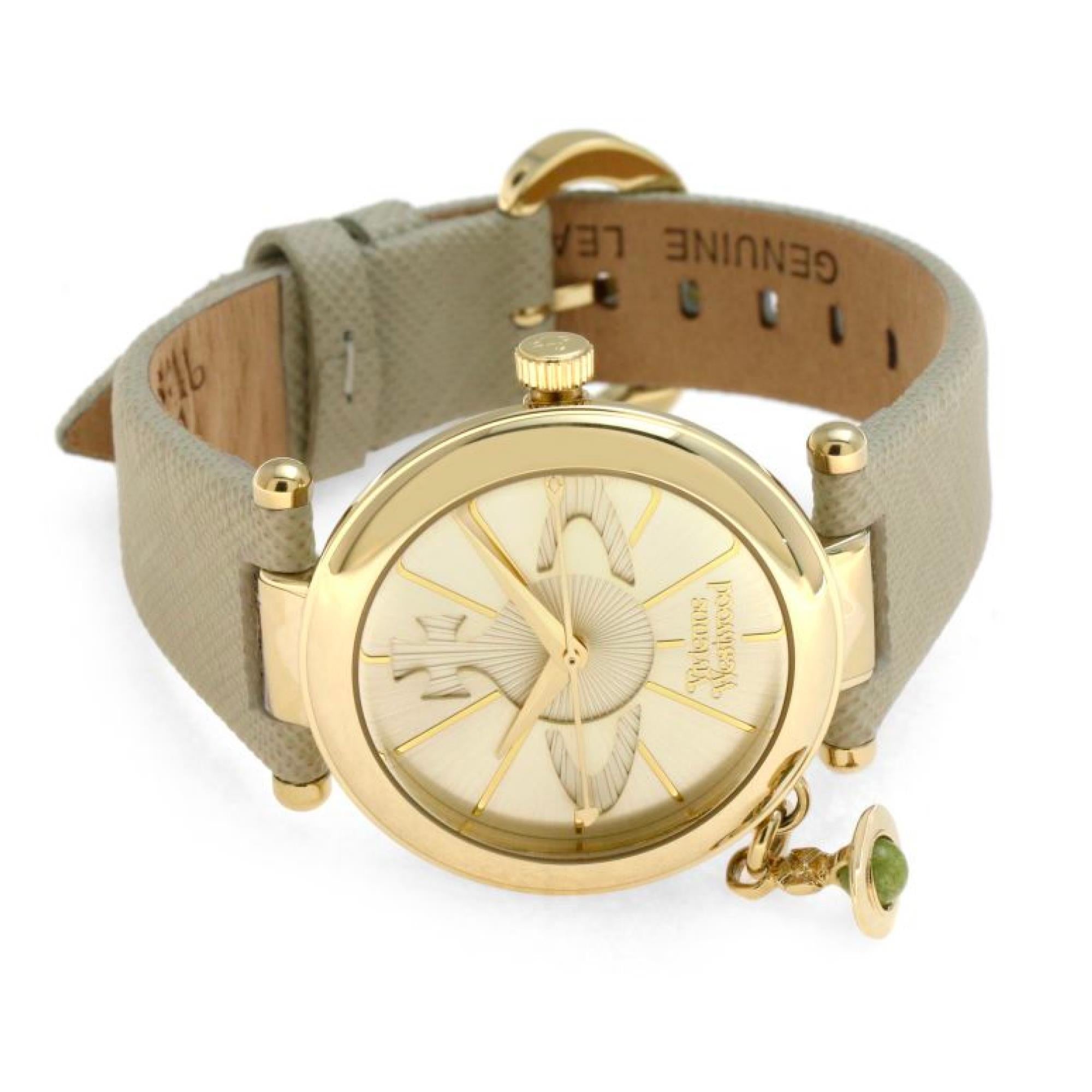 Vivienne Westwood Orb Pop Quartz Silver Dial Cream Leather Strap Ladies Watch VV006GDCM
