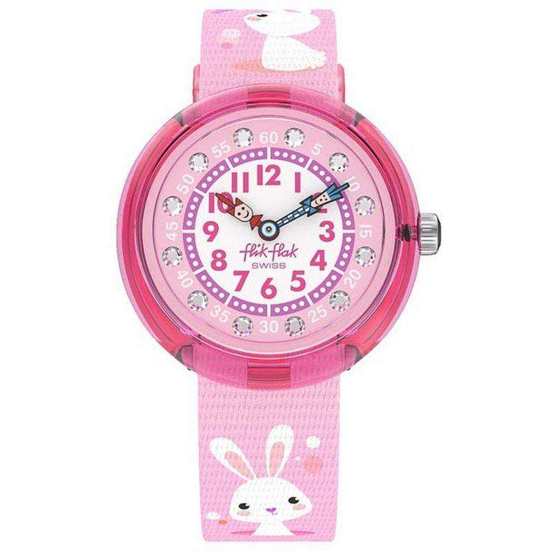 Flik Flak Mystical Woods So Cute Quartz Movement Pink Dial Textile Bracelet Girls Watch FBNP143