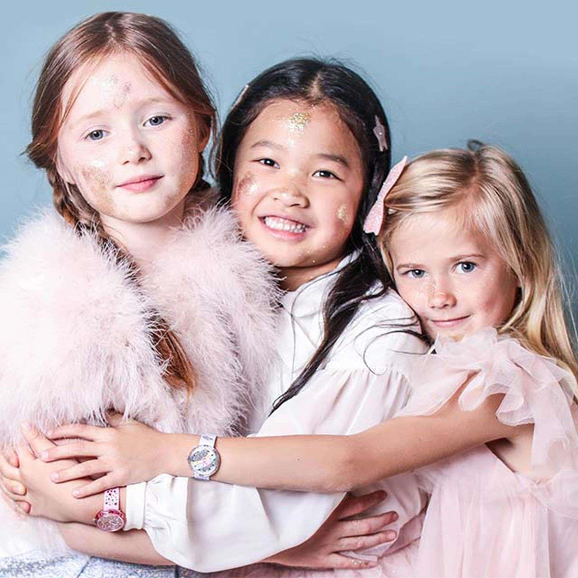 Flik Flak Shine Bright Over The Rainbow Quartz Movement Grey Dial Plastic Bracelet Kids Watch FPNP072