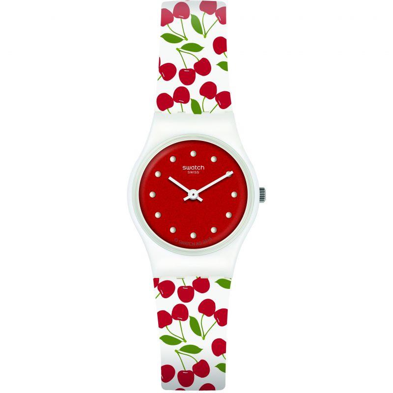 Swatch Cerise Moi Quartz Movement Red Dial Rubber Bracelet Women's Watch LW167