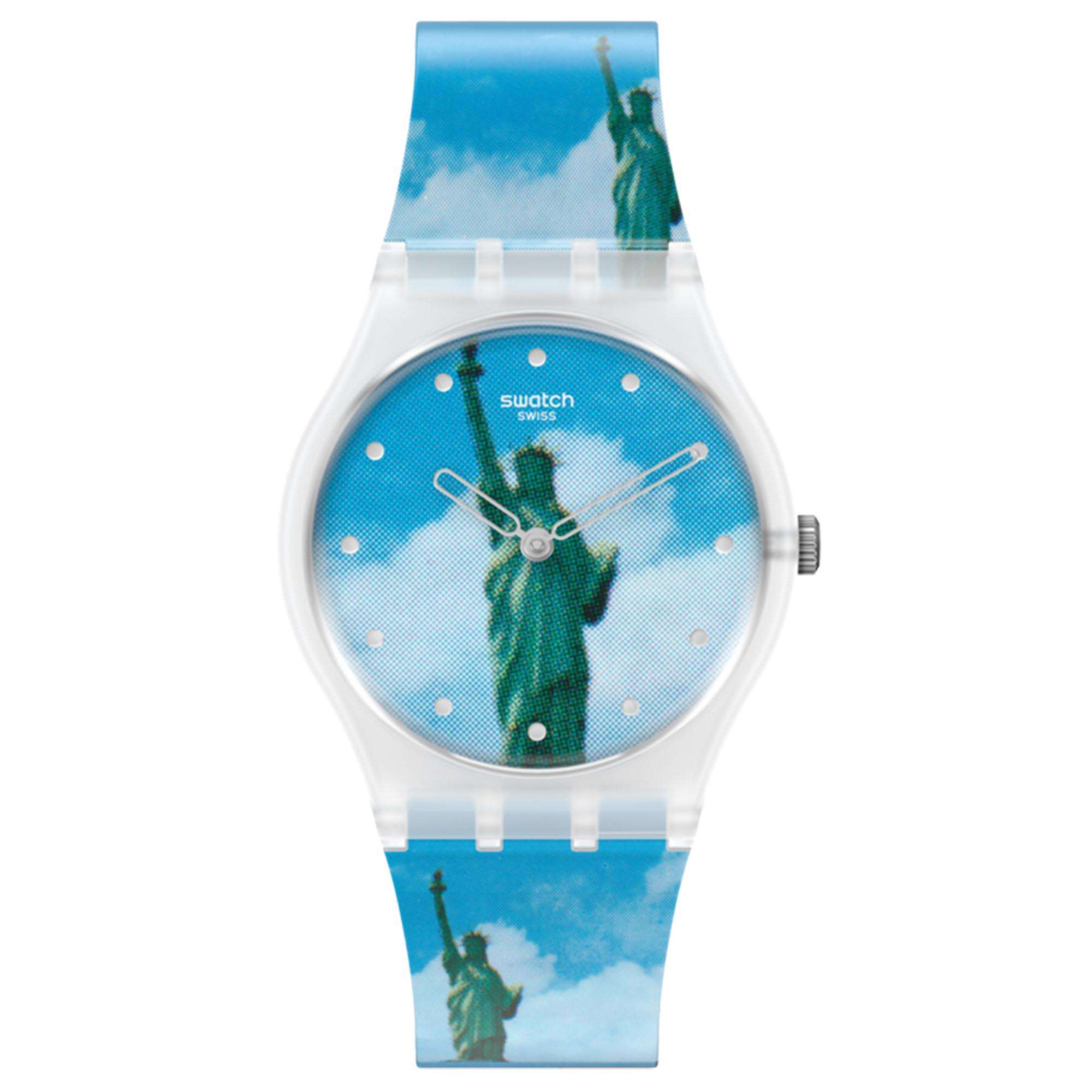 Swatch MoMA New York By Tadanori Yokoo Statue of Liberty Blue Dial