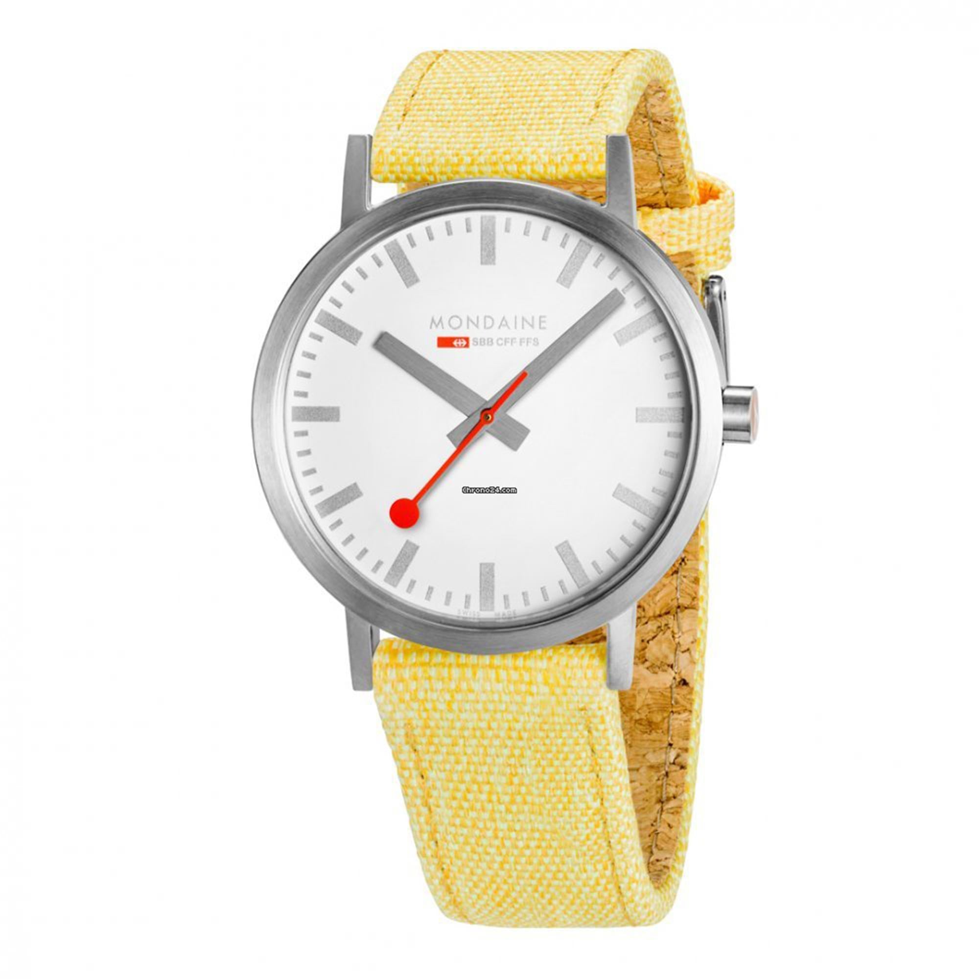 Mondaine Classic Quartz White Dial Yellow Textile Strap Watch A660.30360.17SBE