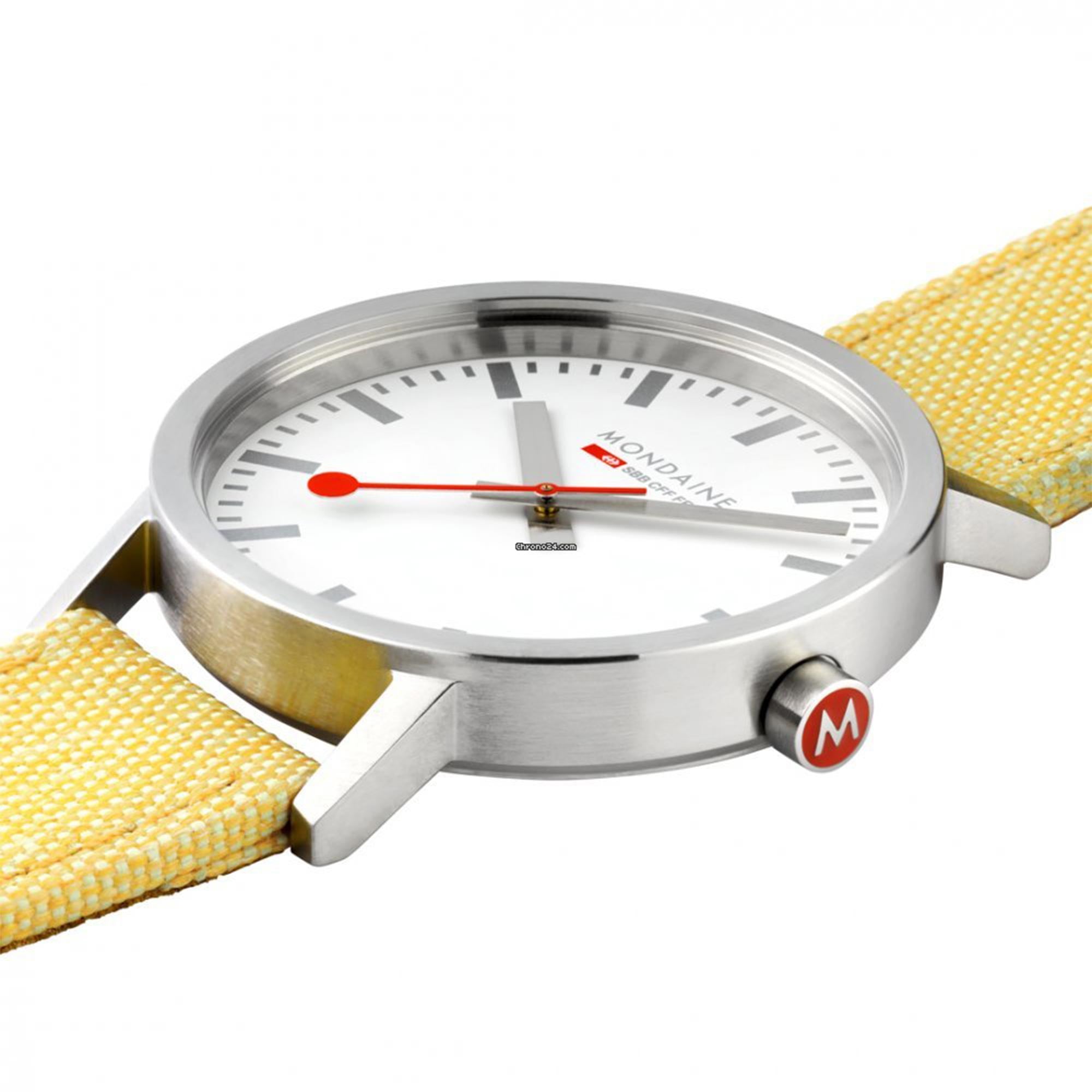 Mondaine Classic Quartz White Dial Yellow Textile Strap Watch A660.30360.17SBE
