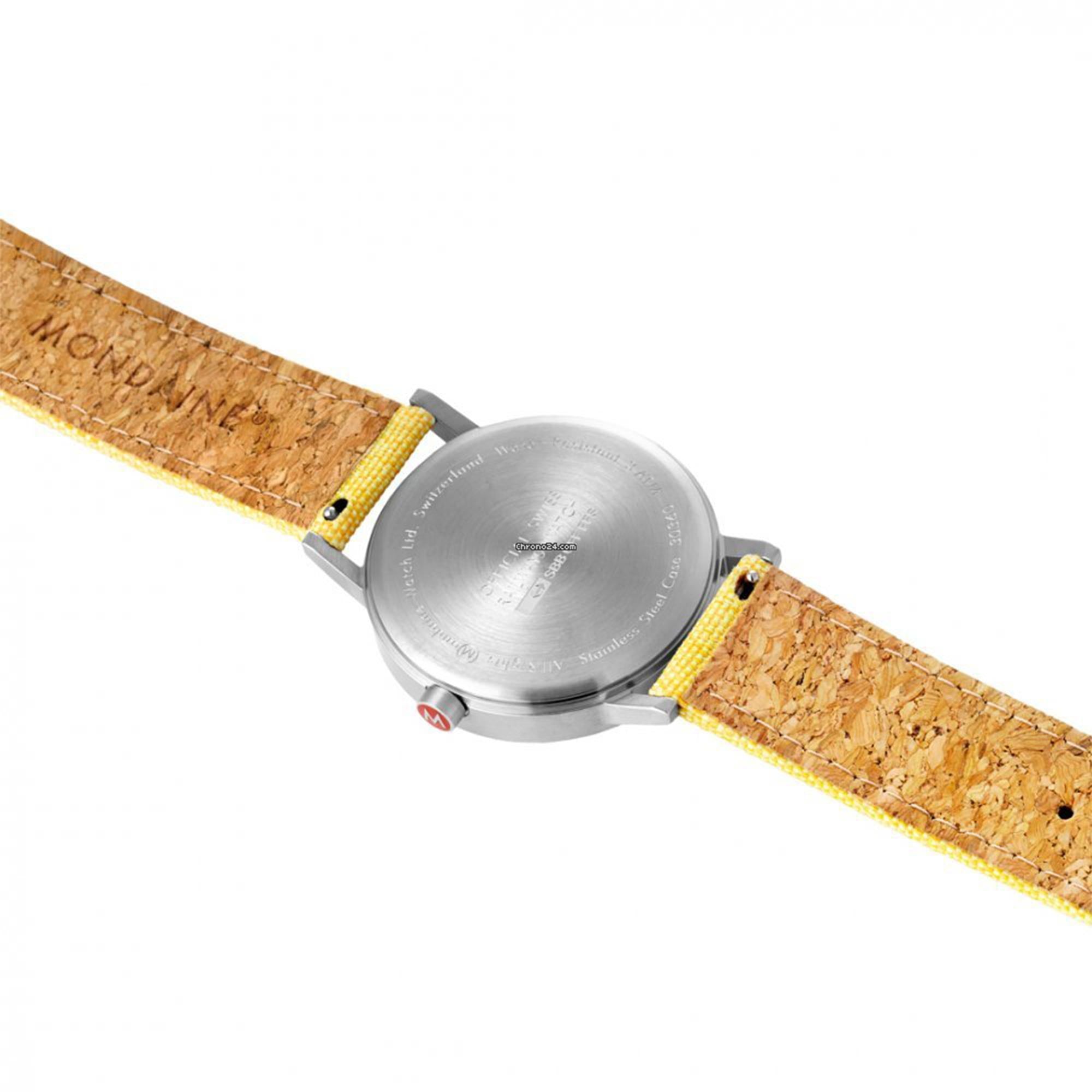 Mondaine Classic Quartz White Dial Yellow Textile Strap Watch A660.30360.17SBE