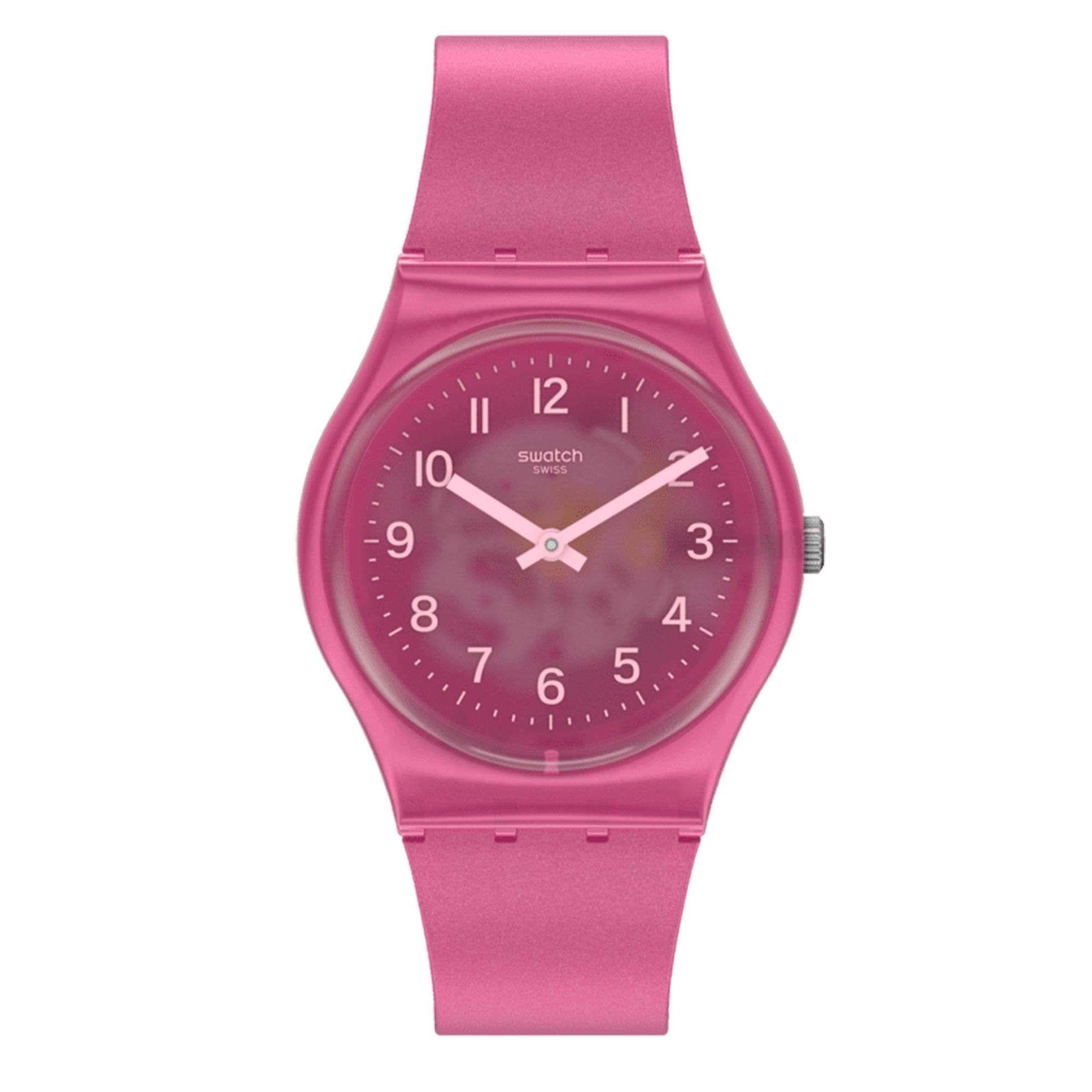 Swtach Original Gent Quartz Pink Dial Pink Silicone Strap GP170