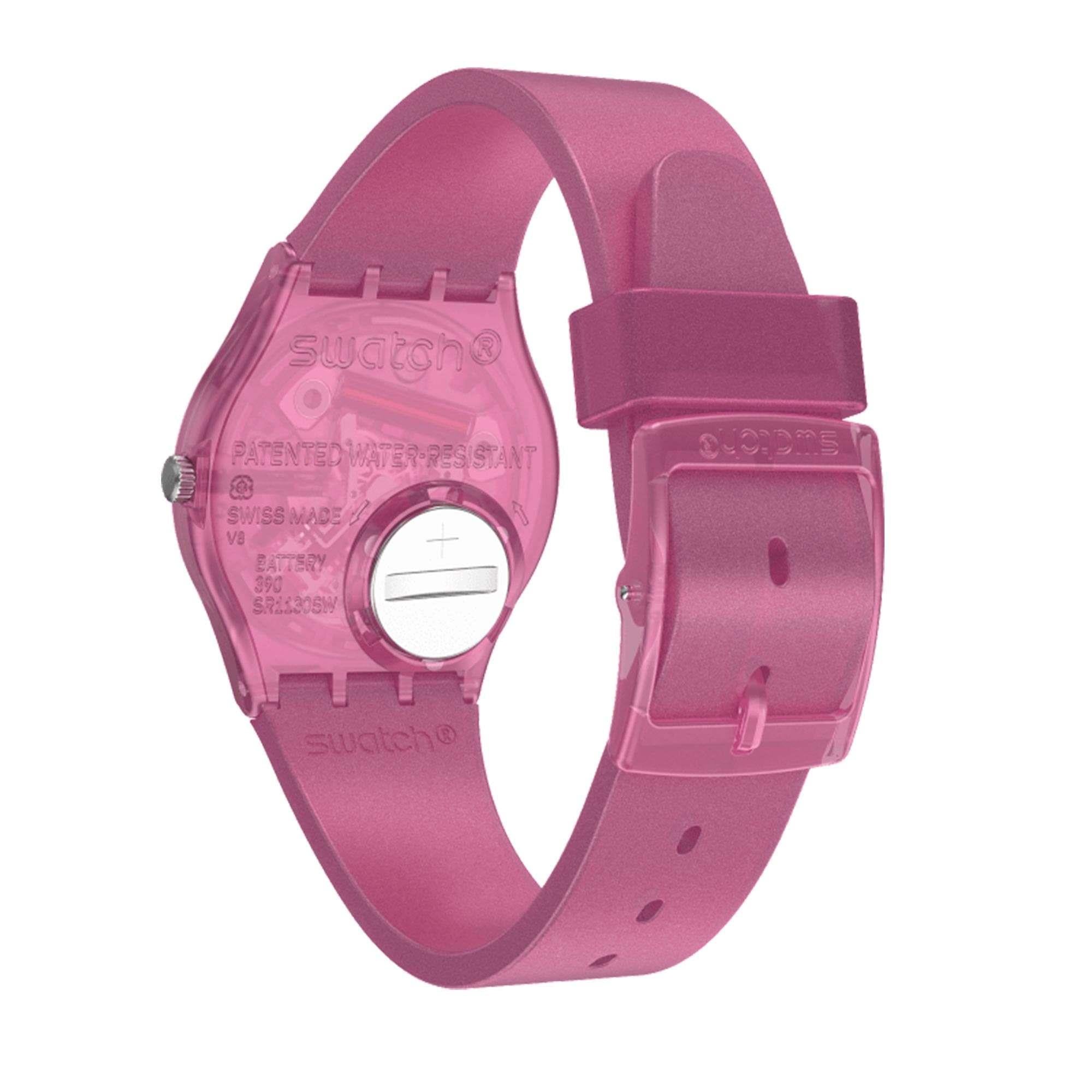 Swtach Original Gent Quartz Pink Dial Pink Silicone Strap GP170