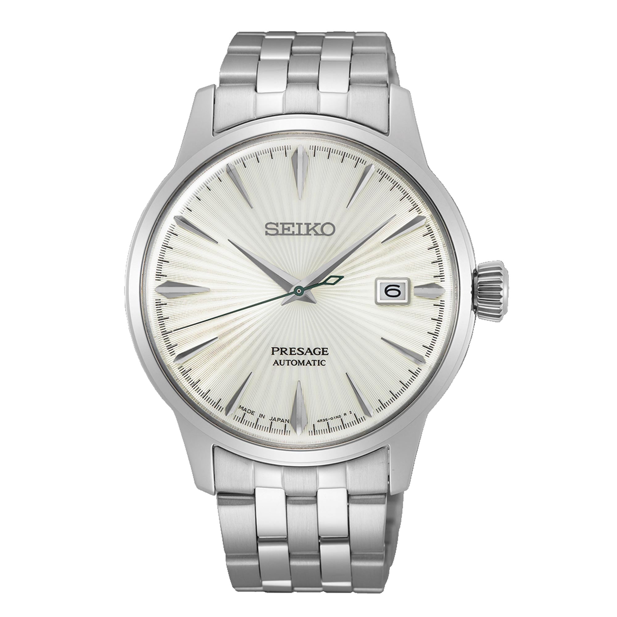 Seiko Presage Cocktail Time "Martini" Silver Dial Stainless Steel Bracelet Men's Watch SRPG23J1